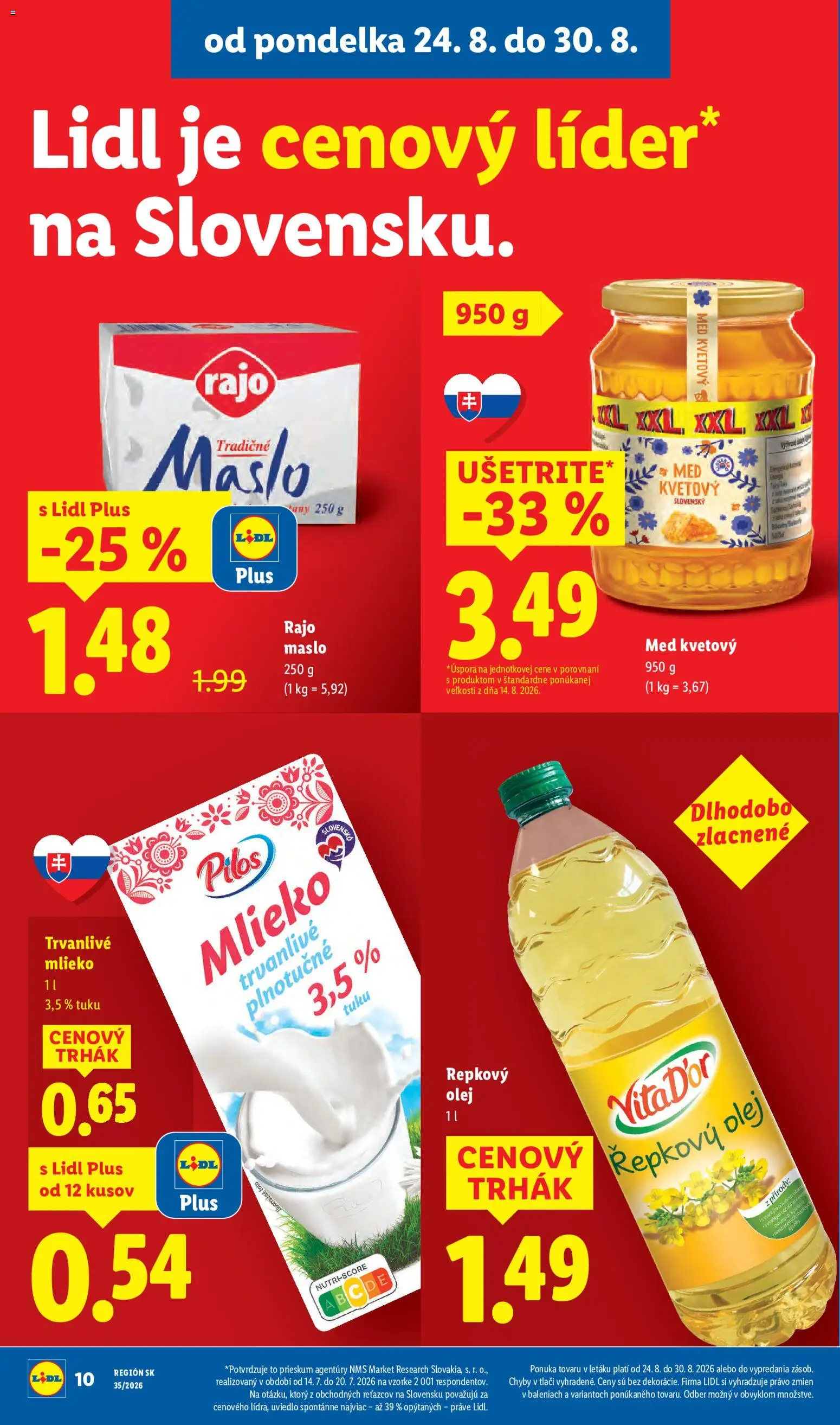 Nové Lidl akcie – leták je platný od 24.08.2026 | Strana: 14 | Produkty: Olej, Repkový olej, Maslo 250 g, Trvanlivé mlieko