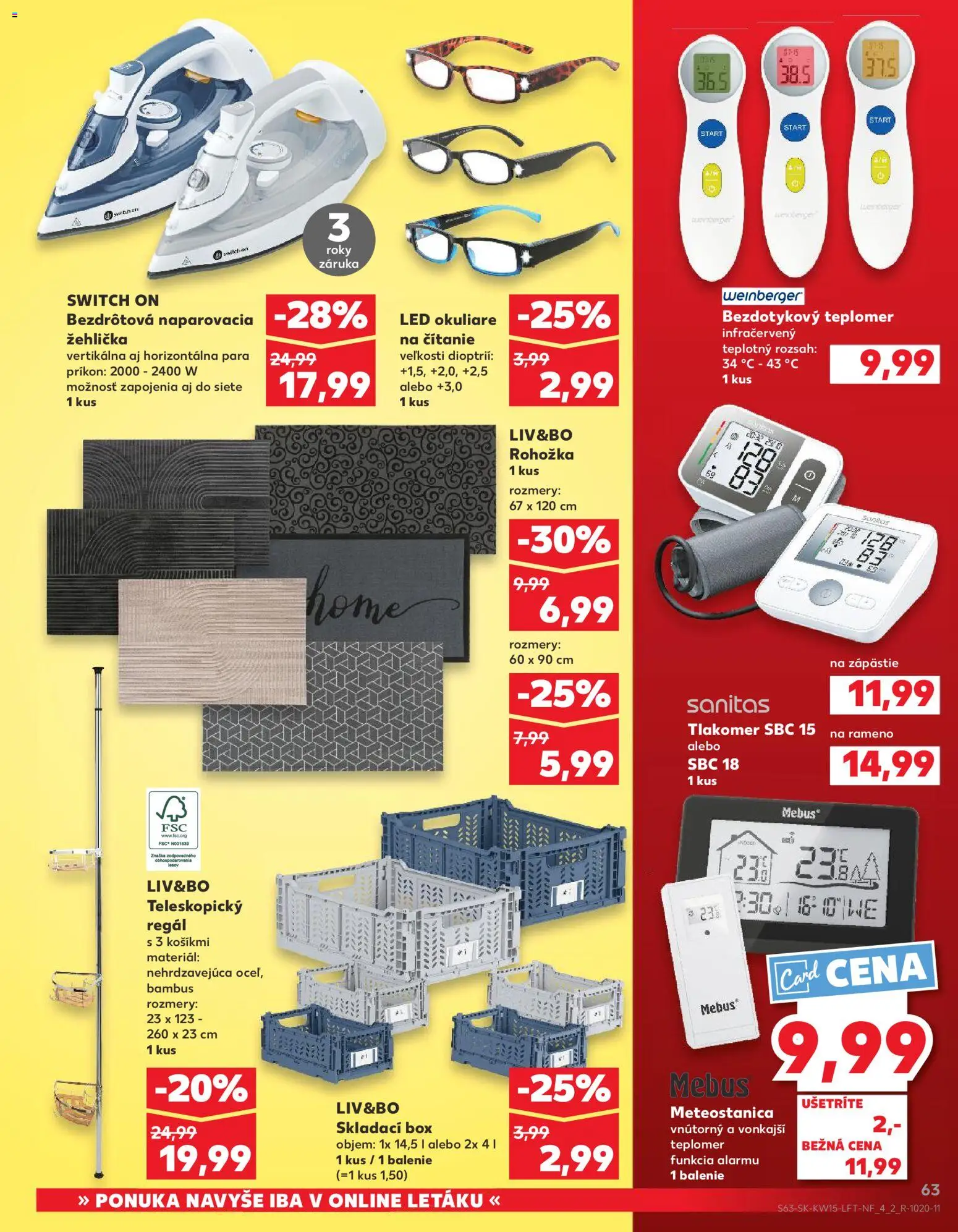 Nové Kaufland akcie – leták je platný od 09.04.2026 | Strana: 63 | Produkty: Monitor, Rohožka, Regál, Naparovacia žehlička