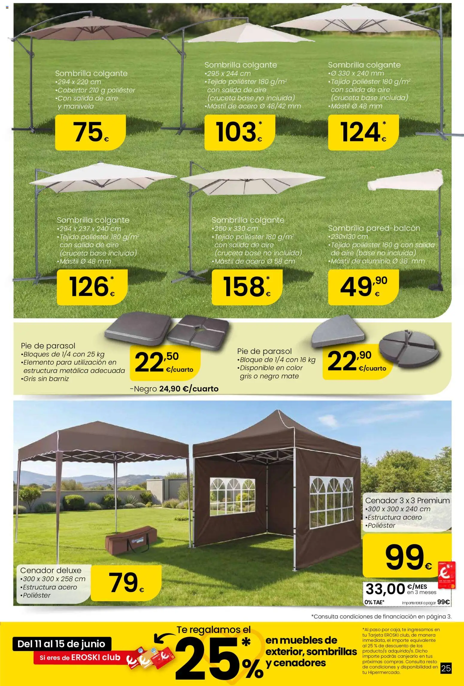 Eroski Oh! OFERTA Málaga │ válido desde el 11.06.2026 | Página: 25 | Productos: Sombrilla, Té, Muebles