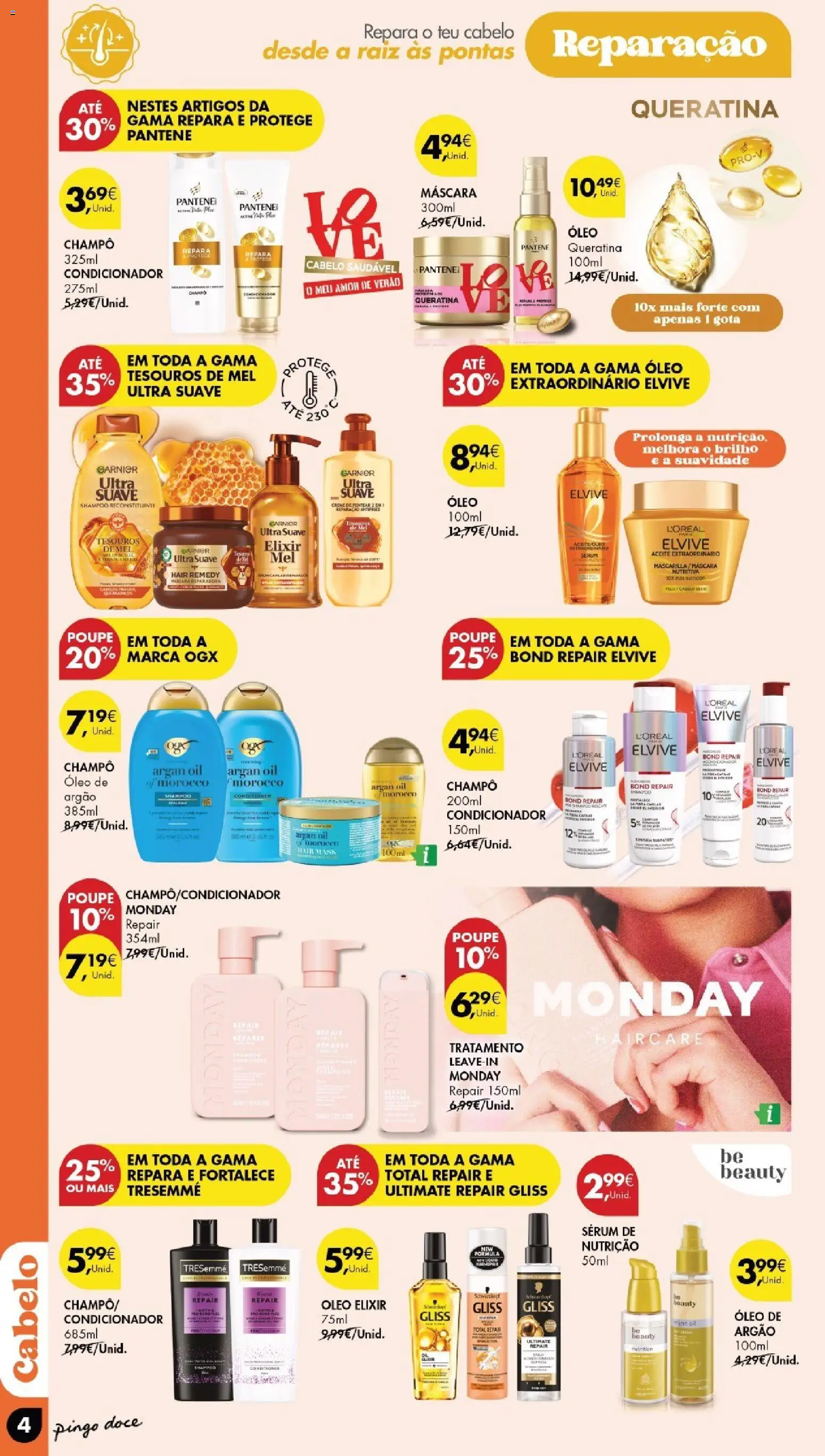 Pingo Doce Beleza │ válido de 18/08/2026 | Página: 4 | Produtos: Champô, Shampoo, Mel, Creme
