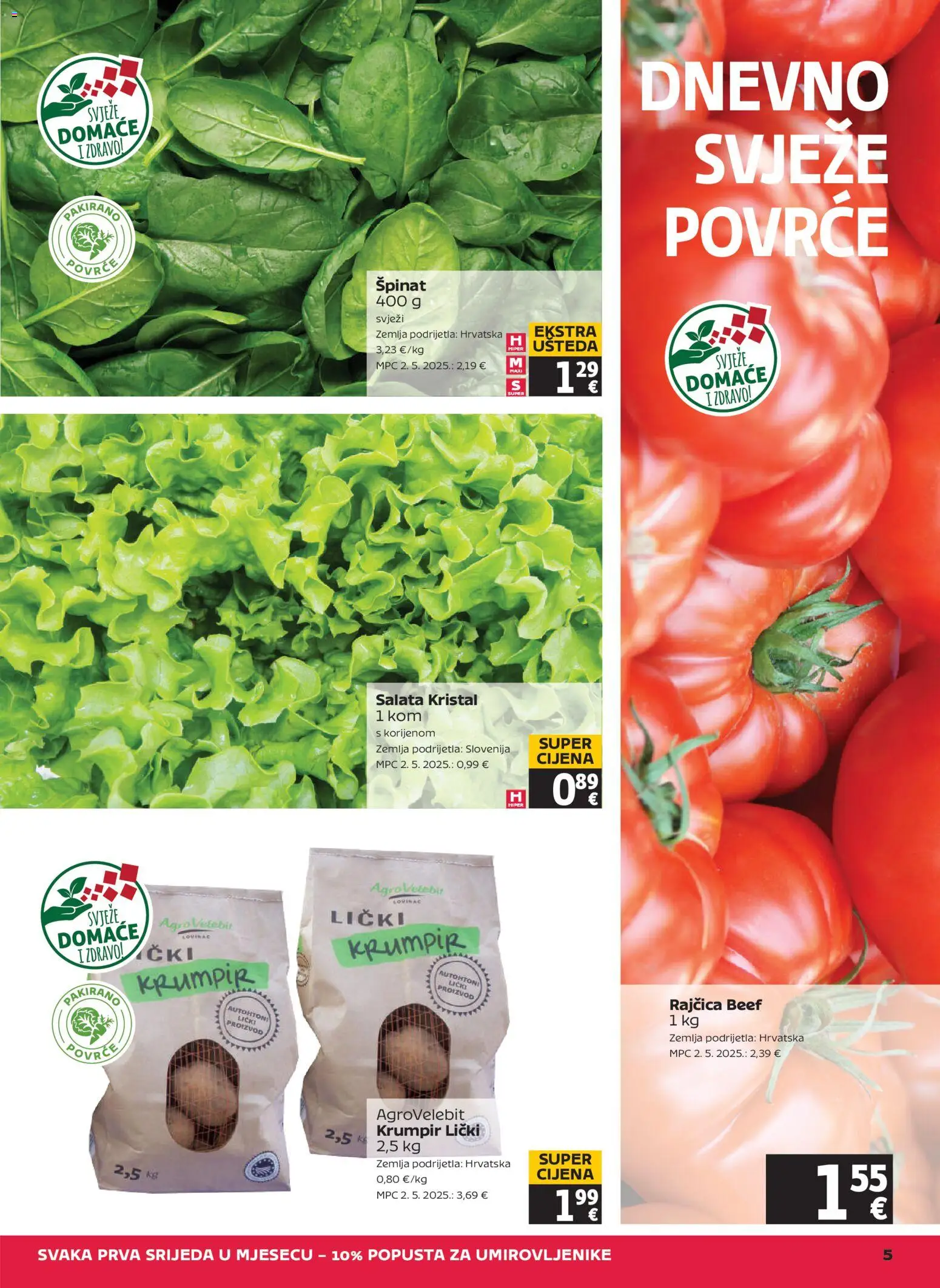 Tommy katalog | vrijedi od 29.10.2026 | Stranica: 5 | Proizvodi: Salata, Krumpir, Povrće, Rajčica