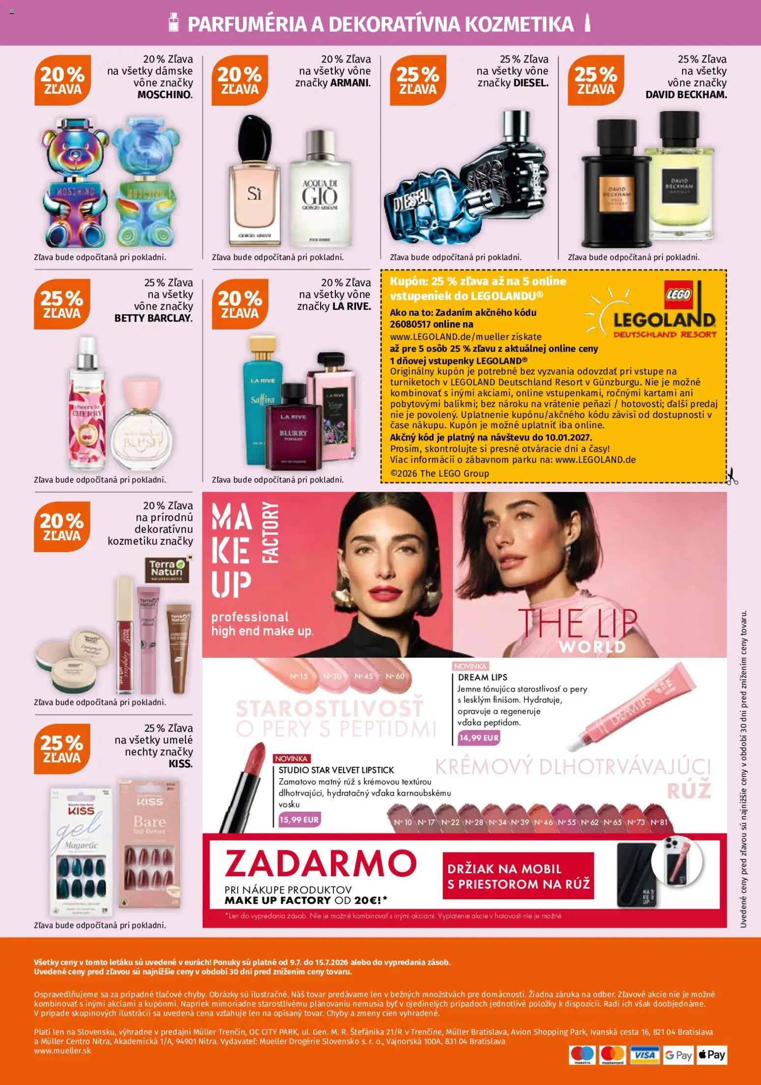Nové Müller akcie – leták je platný od 09.07.2026 | Strana: 4 | Produkty: Mobil, Make up, LEGO