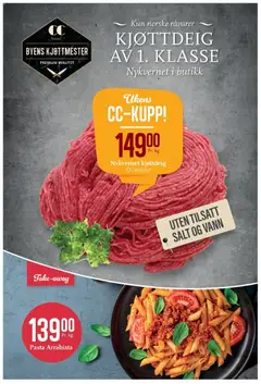 Forhåndsvisning av CC Mat kundeavis gyldig fra 28/09/2026 | Side: 2 | Produkter: Pasta, Kjøttdeig, Salt, Vann