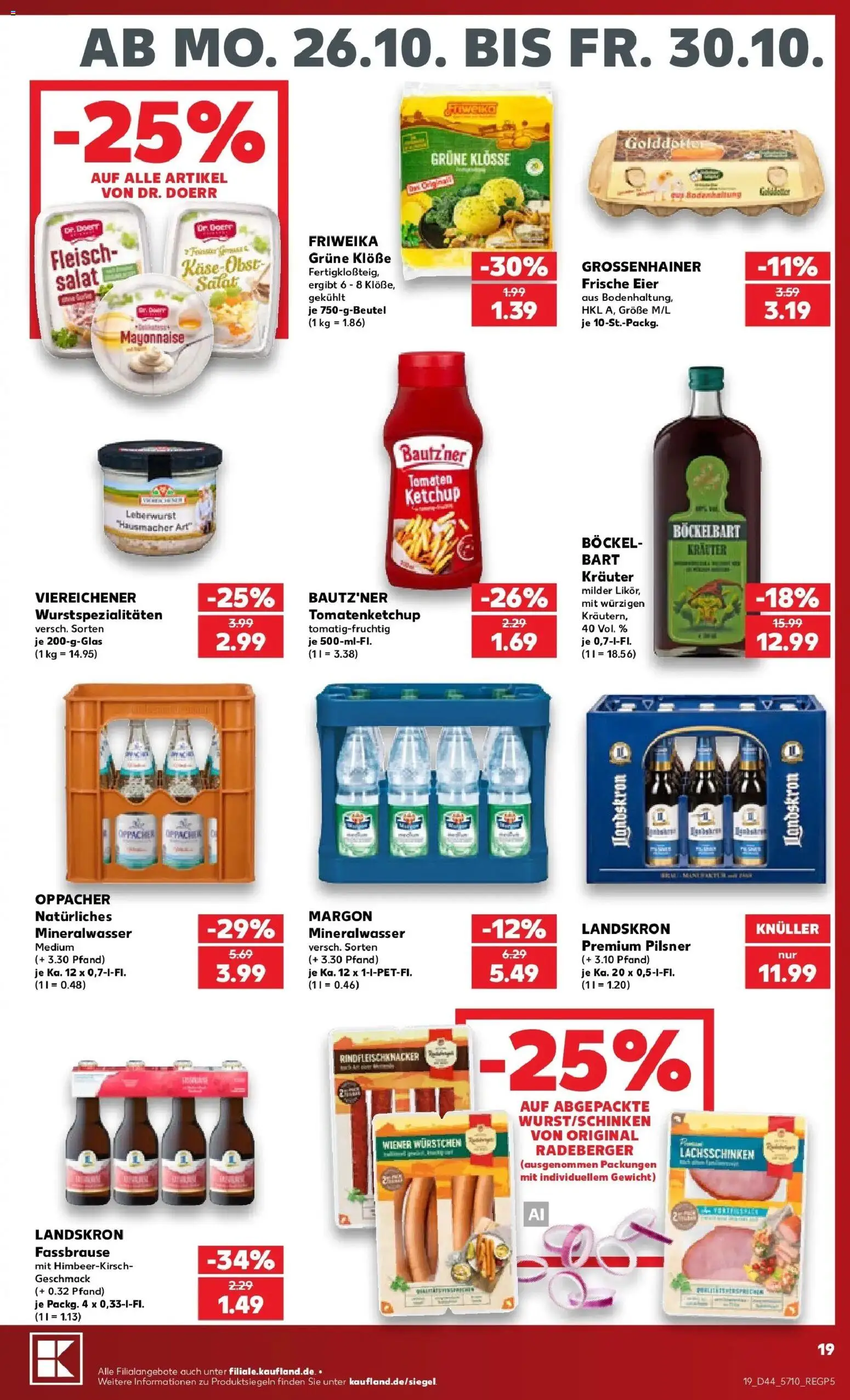 Prospekt Kaufland ab 26.10.2026 » Angebote Online zum Blättern | Seite: 19 | Produkte: Gewicht, Eier, Fassbrause, Ketchup