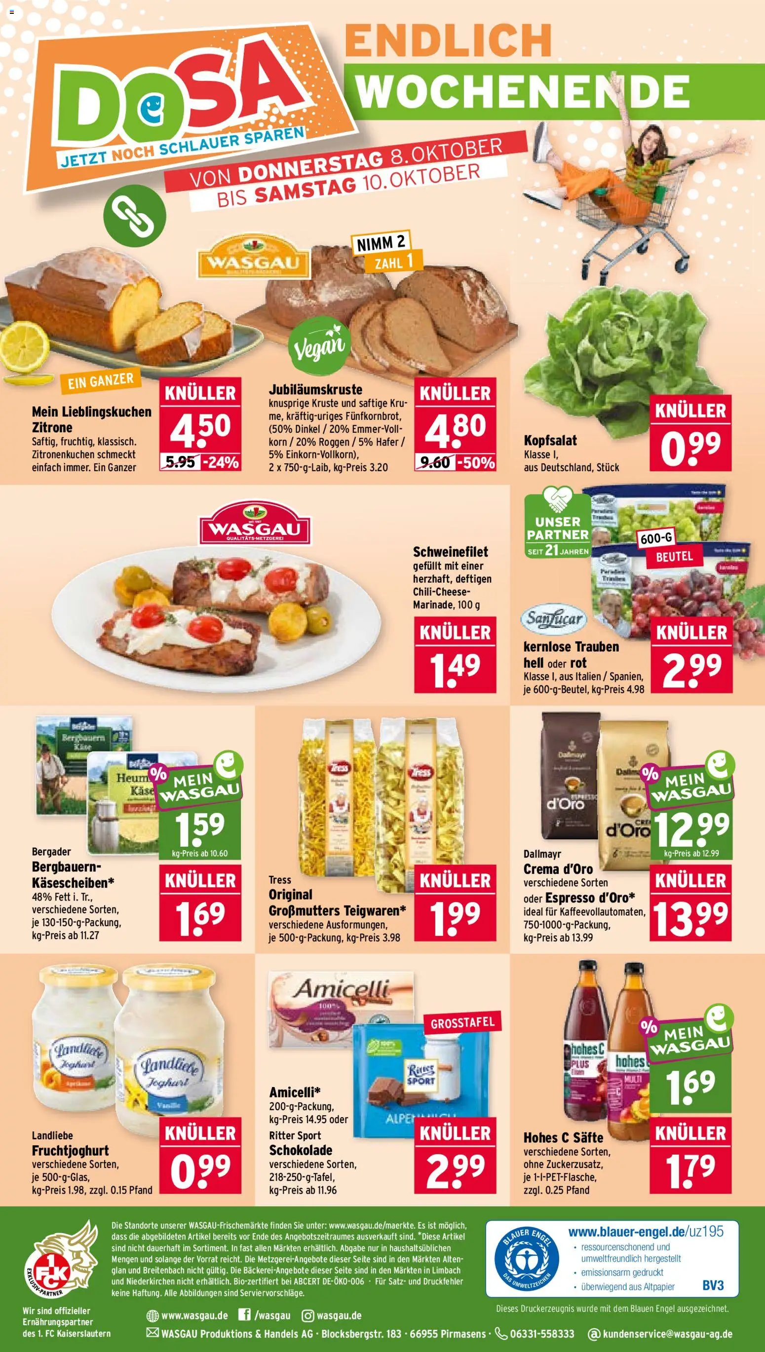 Wasgau Prospekt – gültig ab 05.10.2026 | Seite: 24 | Produkte: Käse, Schokolade, Fruchtjoghurt, Schweinefilet