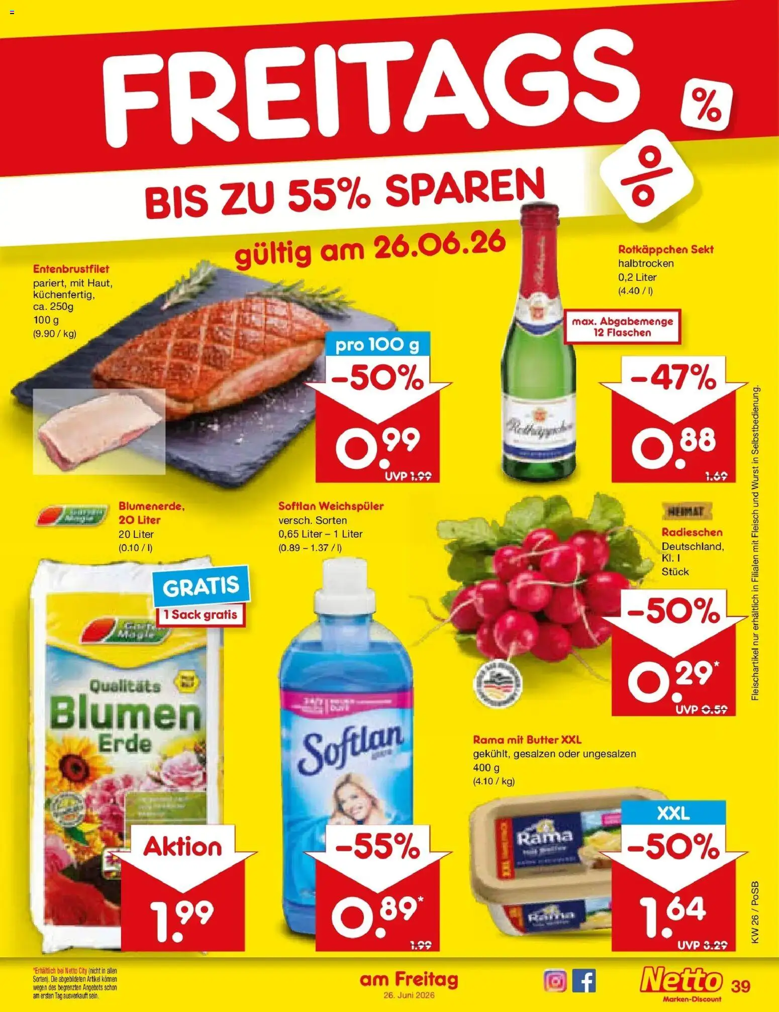 Netto Marken-Discount Prospekt Regensburg – gültig ab 21.06.2026 | Seite: 51 | Produkte: Rotkappchen sekt, Sekt, Blumen, Wurst