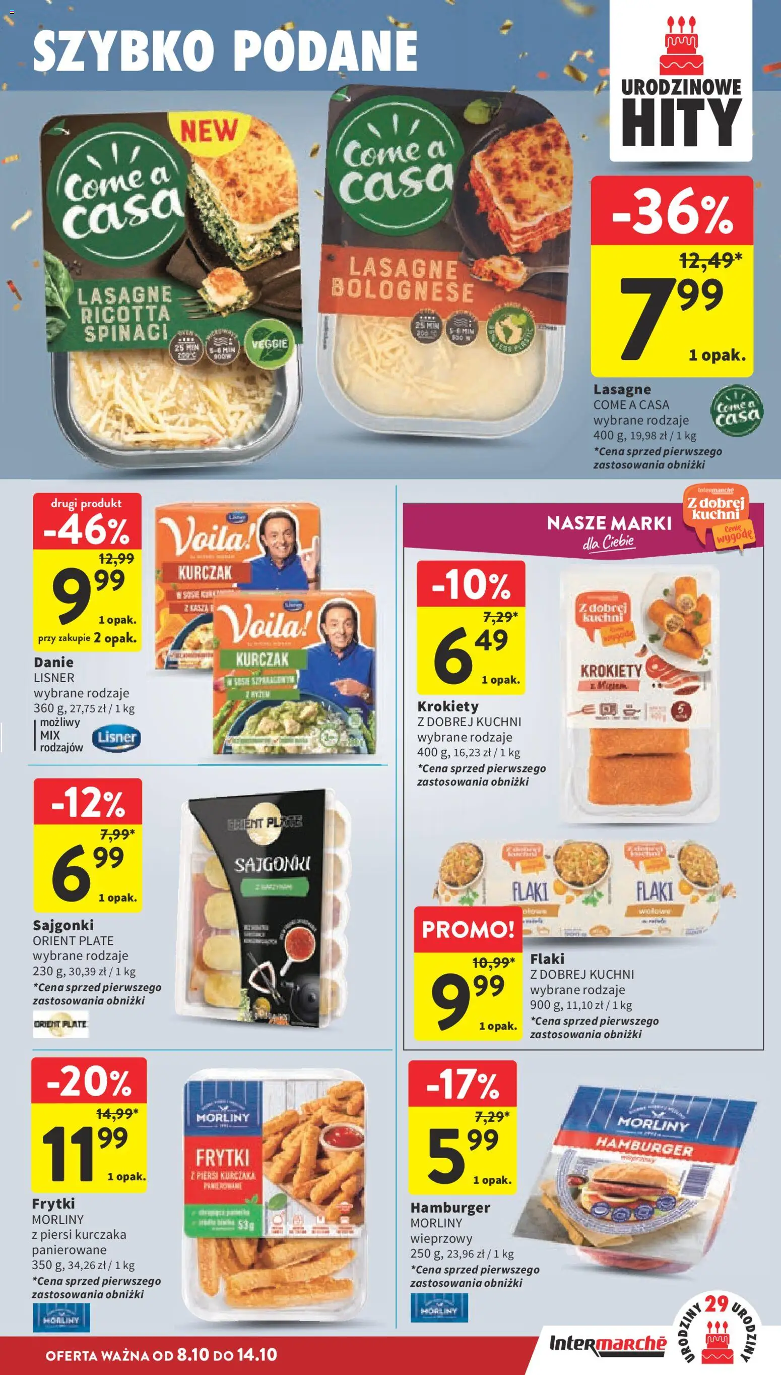 Intermarche gazetka od 08.10.2026 | Strona: 21 | Produkty: Piersi, Krokiety, Lasagne, Frytki