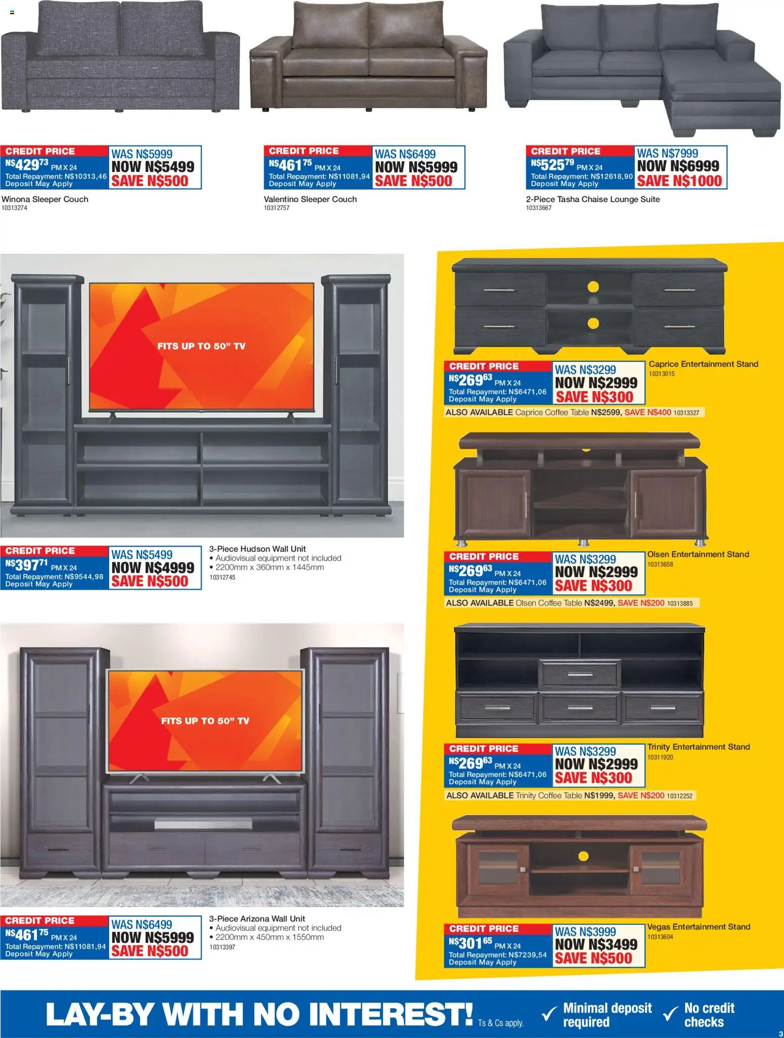 New OK Furniture catalogue – valid from 16.03.2026 | Page: 3 | Products: Couch, TV, Coffee table, Table