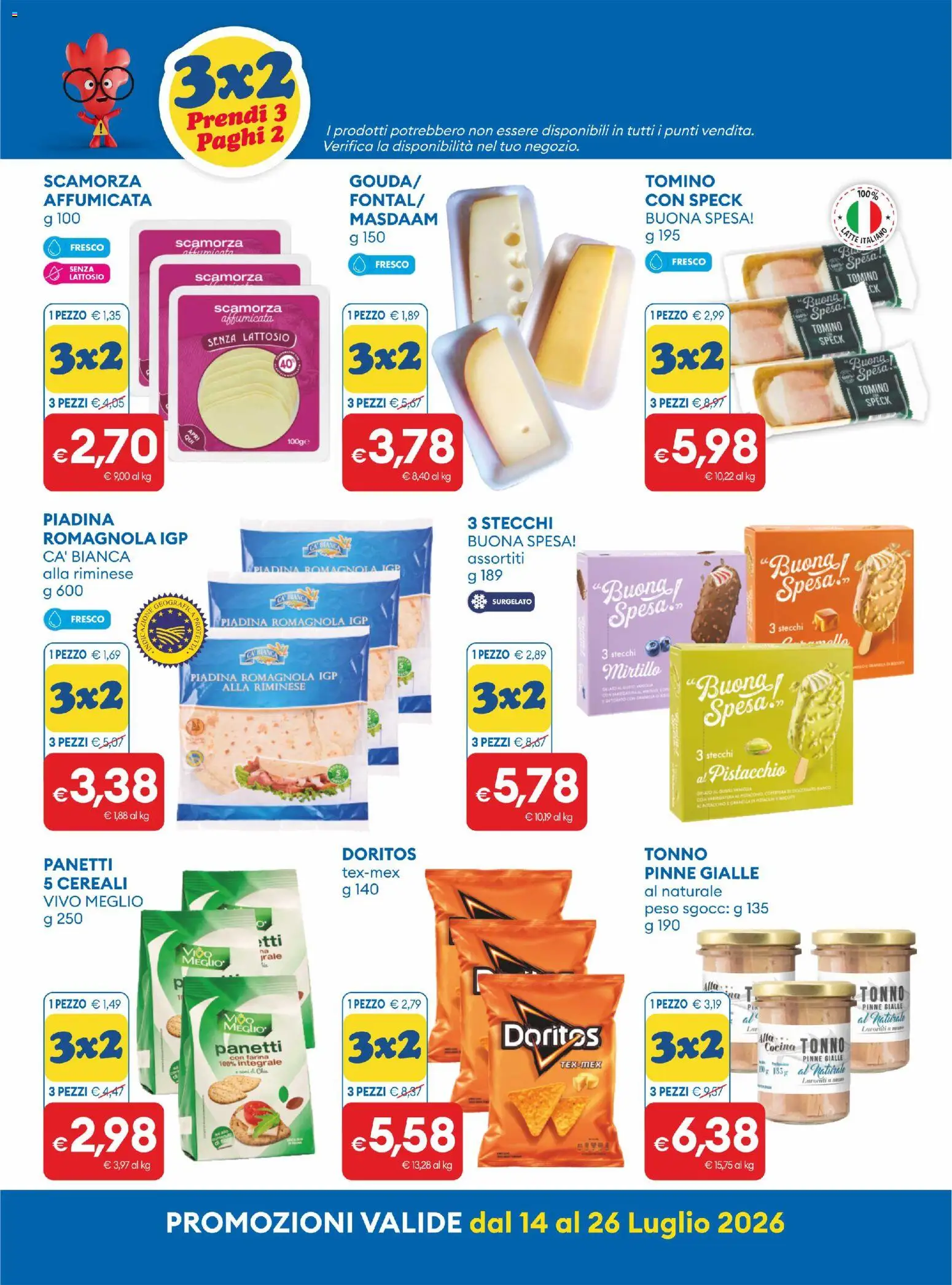 Volantino MD Discount del 14/07/2026 | Pagina: 2 | Prodotti: Speck, Cereali, Latte, Pinne