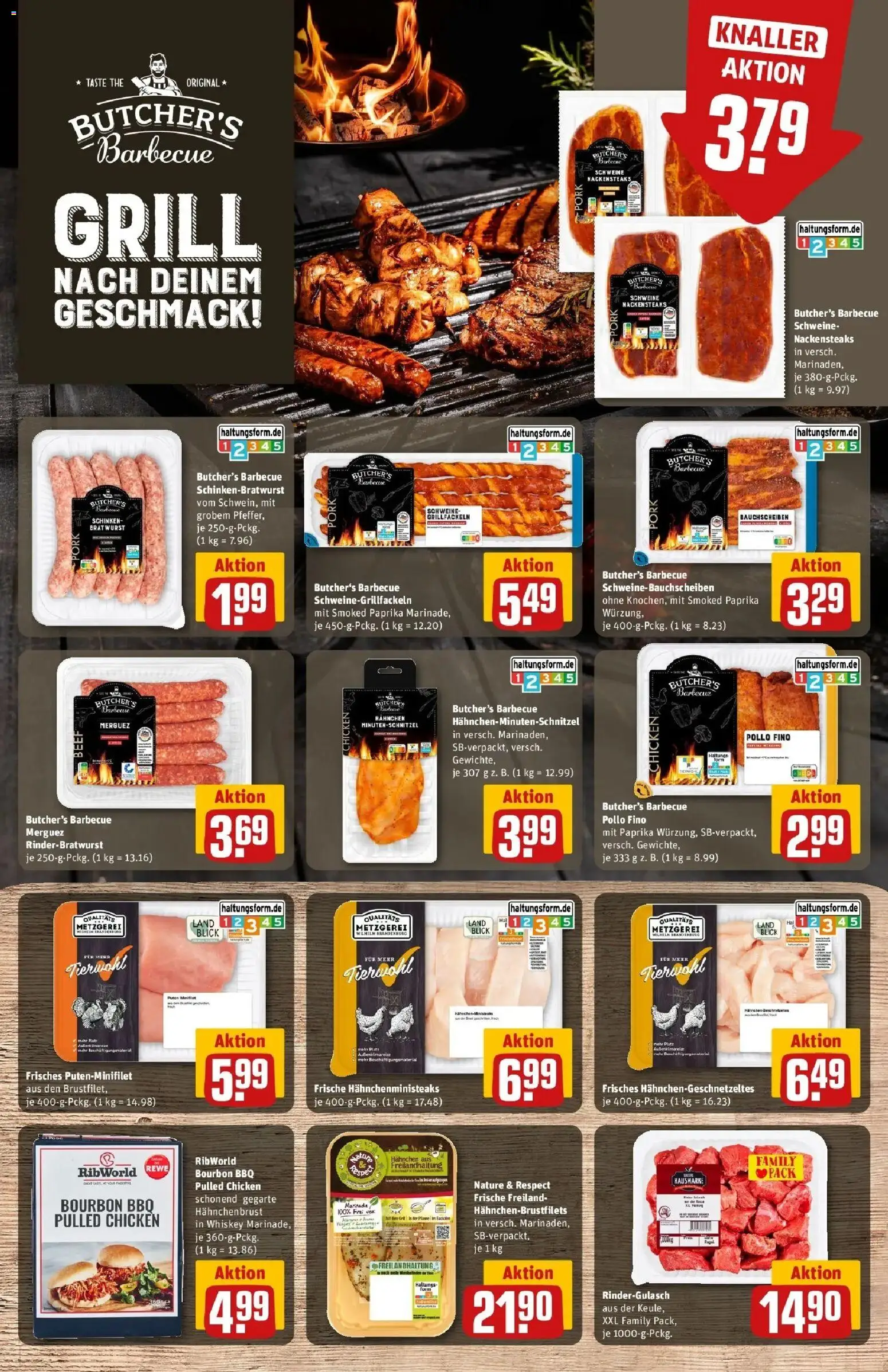REWE Prospekt ab 31.08.2026 zum Blättern » Angebote | Seite: 9 | Produkte: Nackensteaks, Schinken, Bourbon, Whiskey