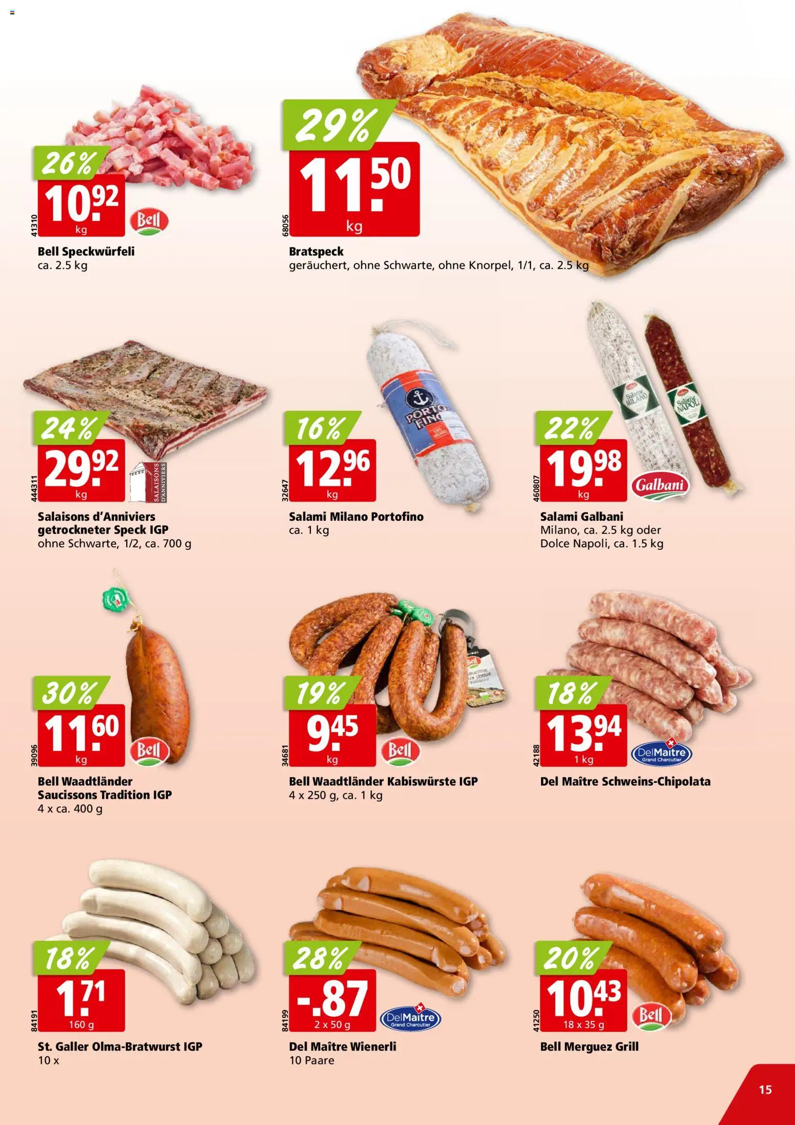 Aligro aktionen Chavannes, Matran, Genf, Sitten – gültig ab 26.10.2026 | Seite: 15 | Produkte: Salami, Grill