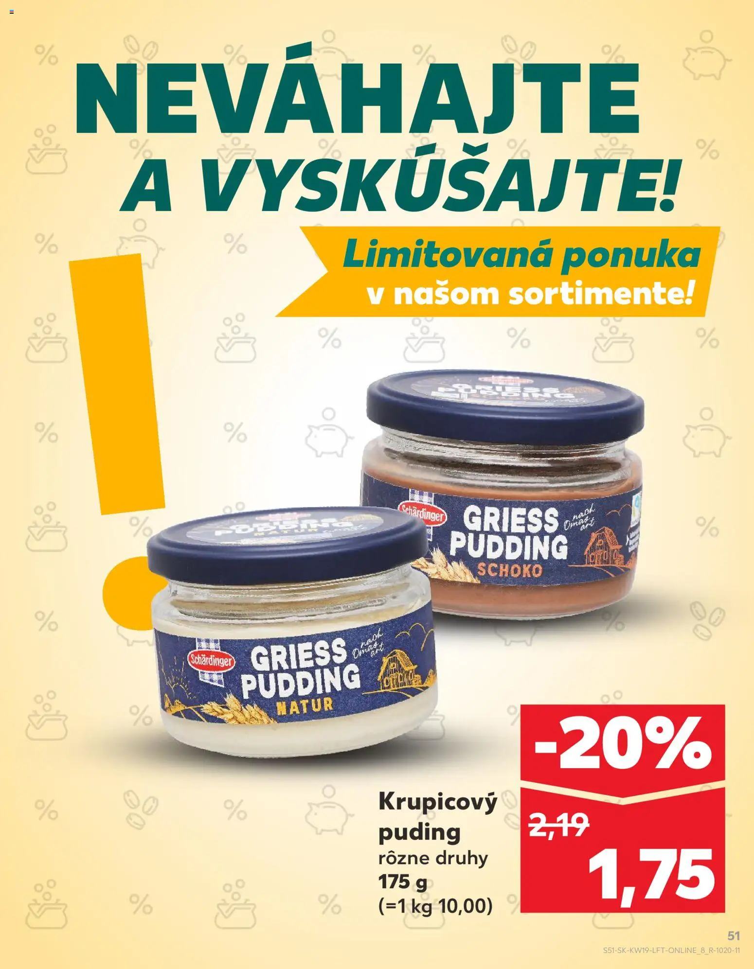 Nové Kaufland akcie – leták je platný od 07.05.2026 | Strana: 51 | Produkty: Puding
