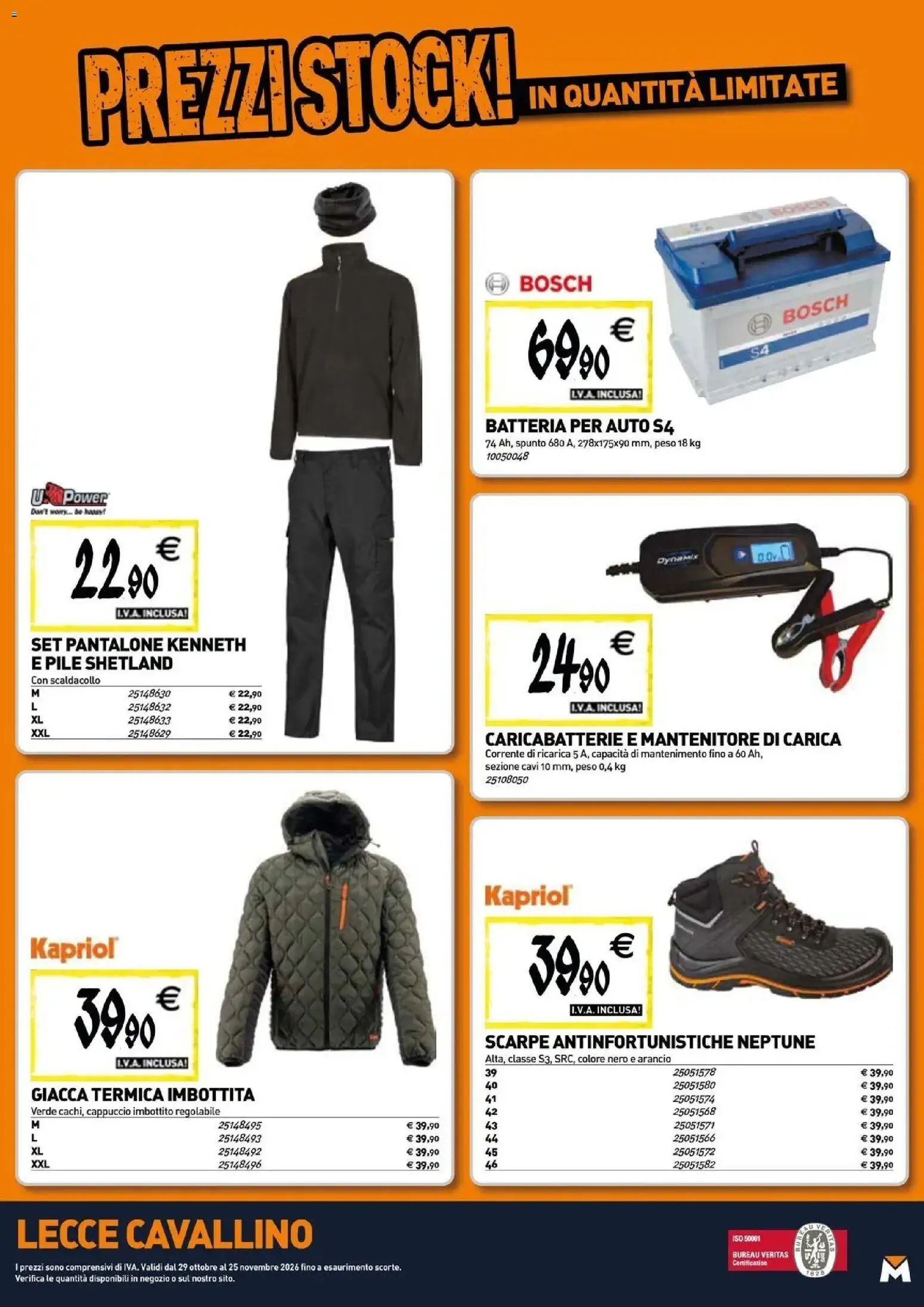 Volantino TECNOMAT del 29/10/2026 | Pagina: 21 | Prodotti: Pile, Batteria per auto, Giacca, Batteria