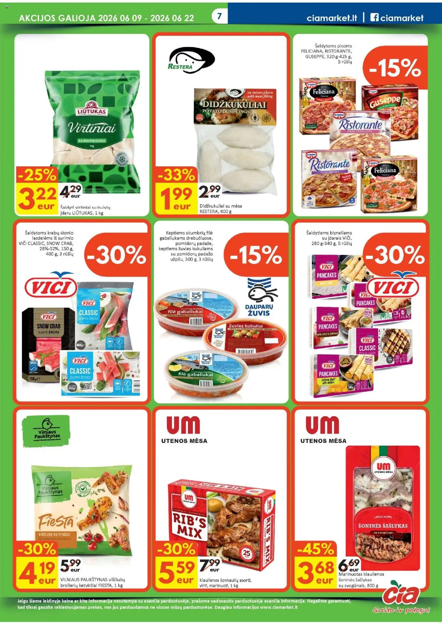 ČIA MARKET akcijos nuo 09.06.2026 | Puslapis: 7 | Prekių: Kiaulienos, Viščiukų, Žuvis
