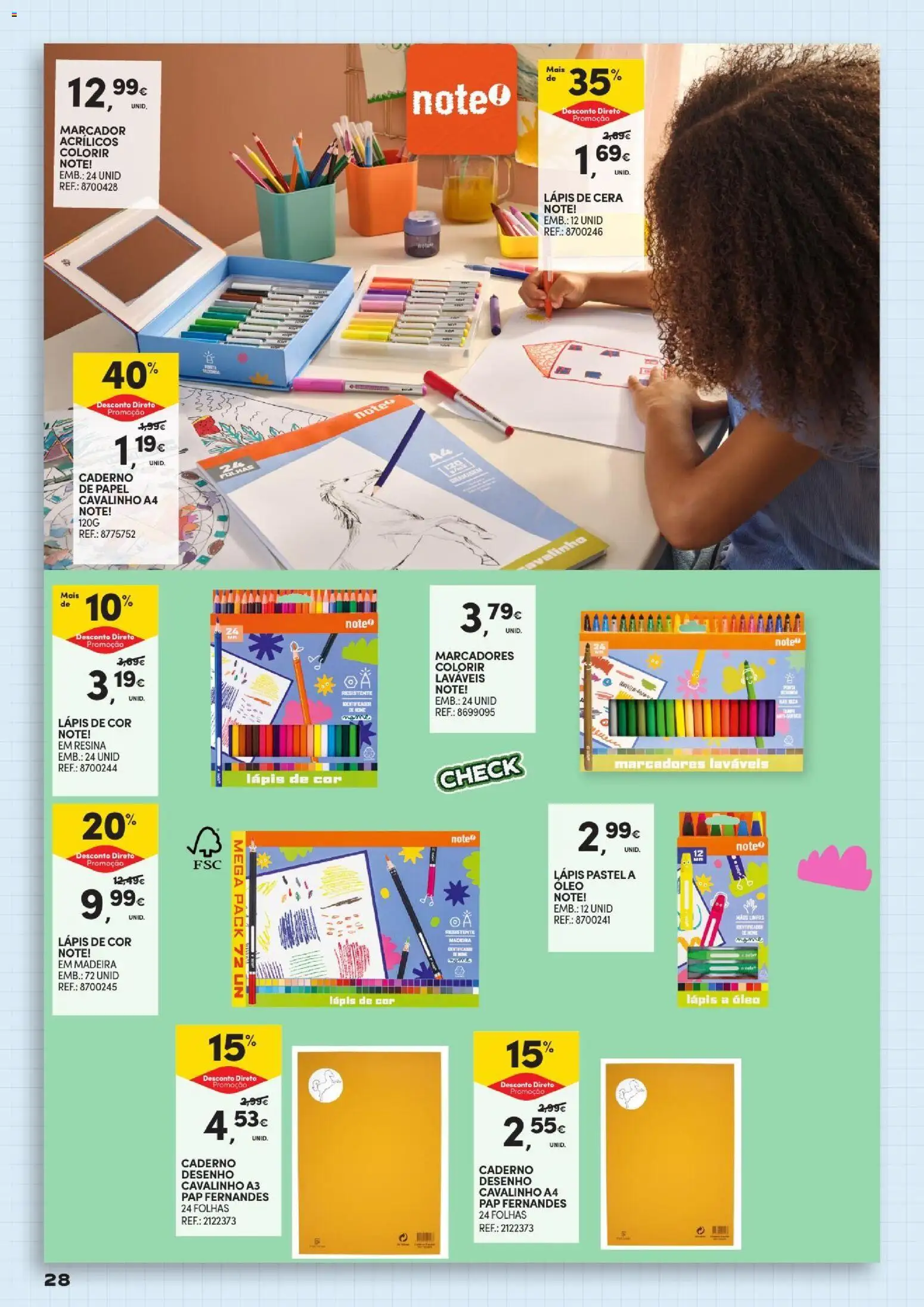 Continente - Açores Regresso às Aulas │ válido de 25/08/2026 | Página: 28 | Produtos: Caderno, Cera, Óleo