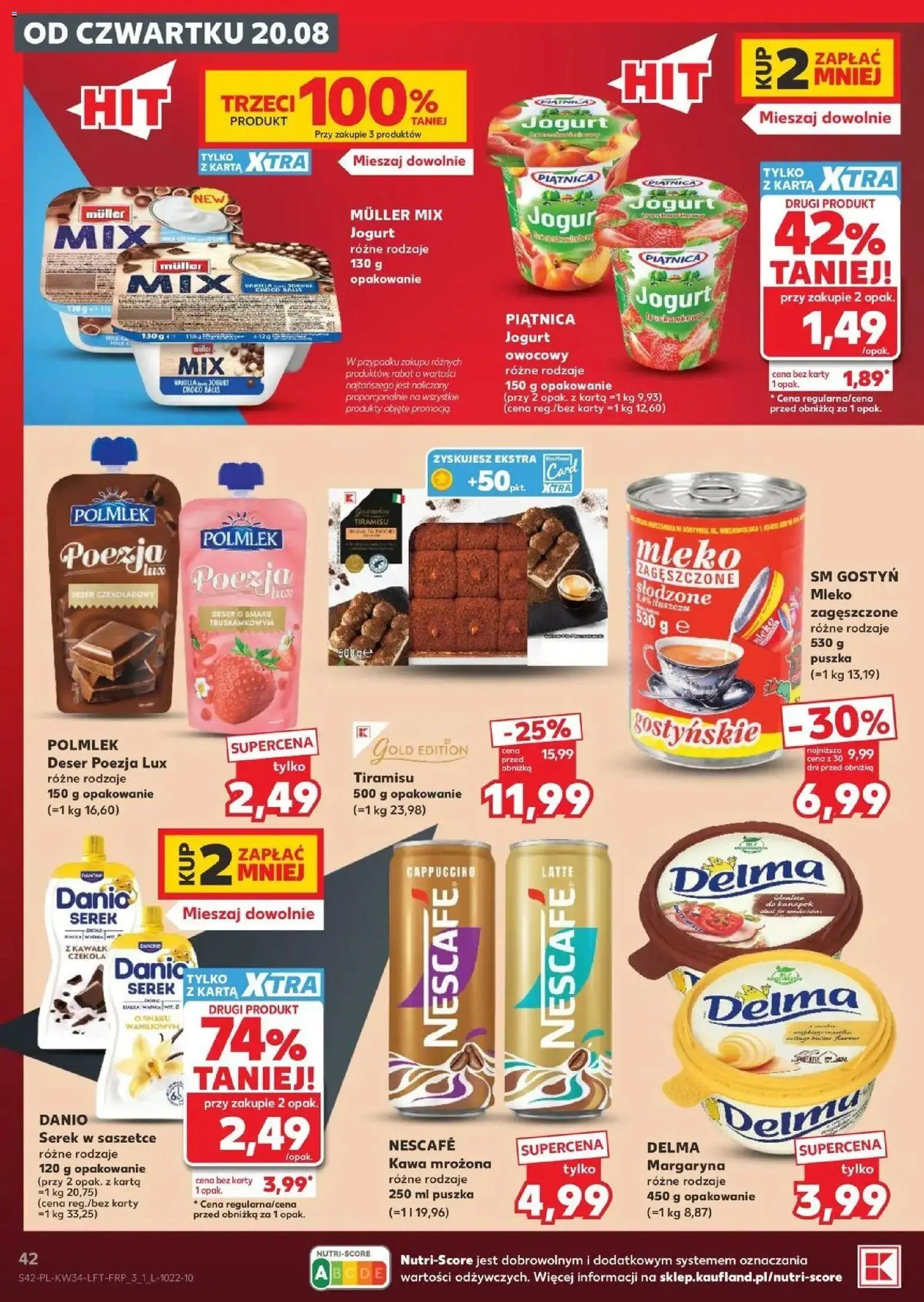 Kaufland gazetka od 20.08.2026 - od jutra PDF | Strona: 42 | Produkty: Karta, Jogurt owocowy, Margaryna, Mleko