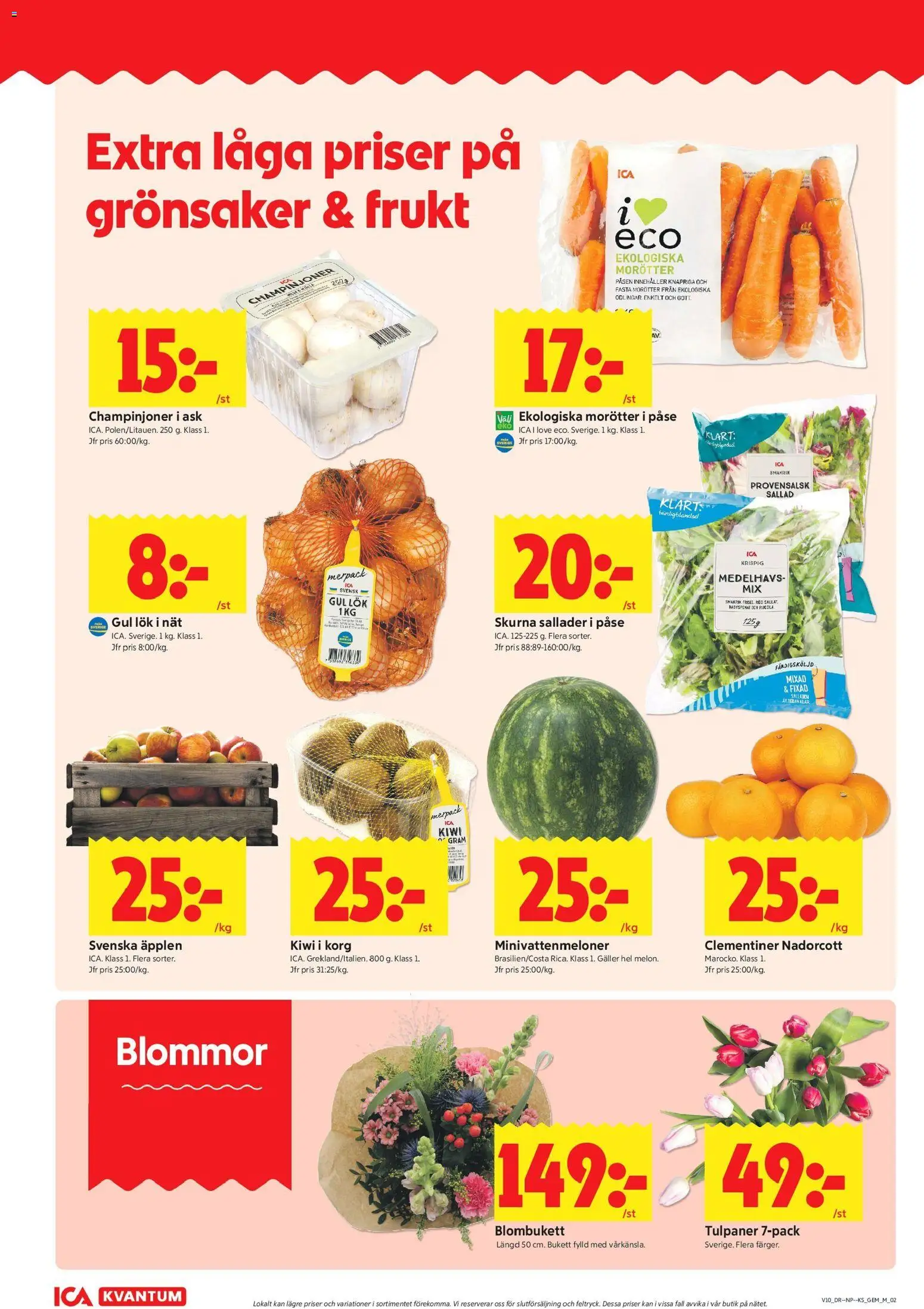 ICA Kvantum reklamblad aktuell från 02/03/2026 | Sida: 2 | Produkter: Babyspenat, Tulpaner, Kiwi, Blommor