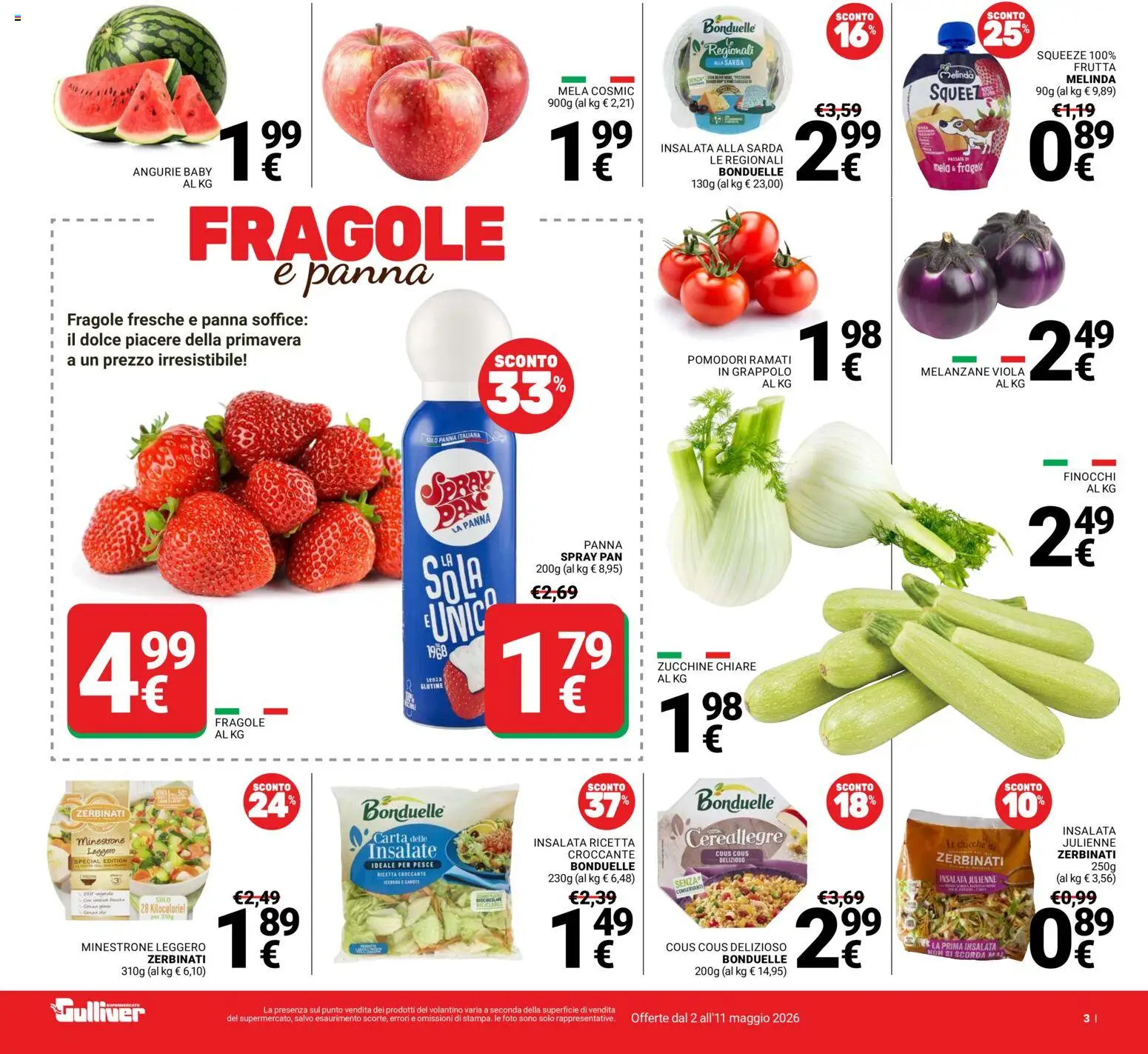 Volantino Gulliver del 02.05.2026 | Pagina: 3 | Prodotti: Pesce, Fragole, Panna, Pomodori