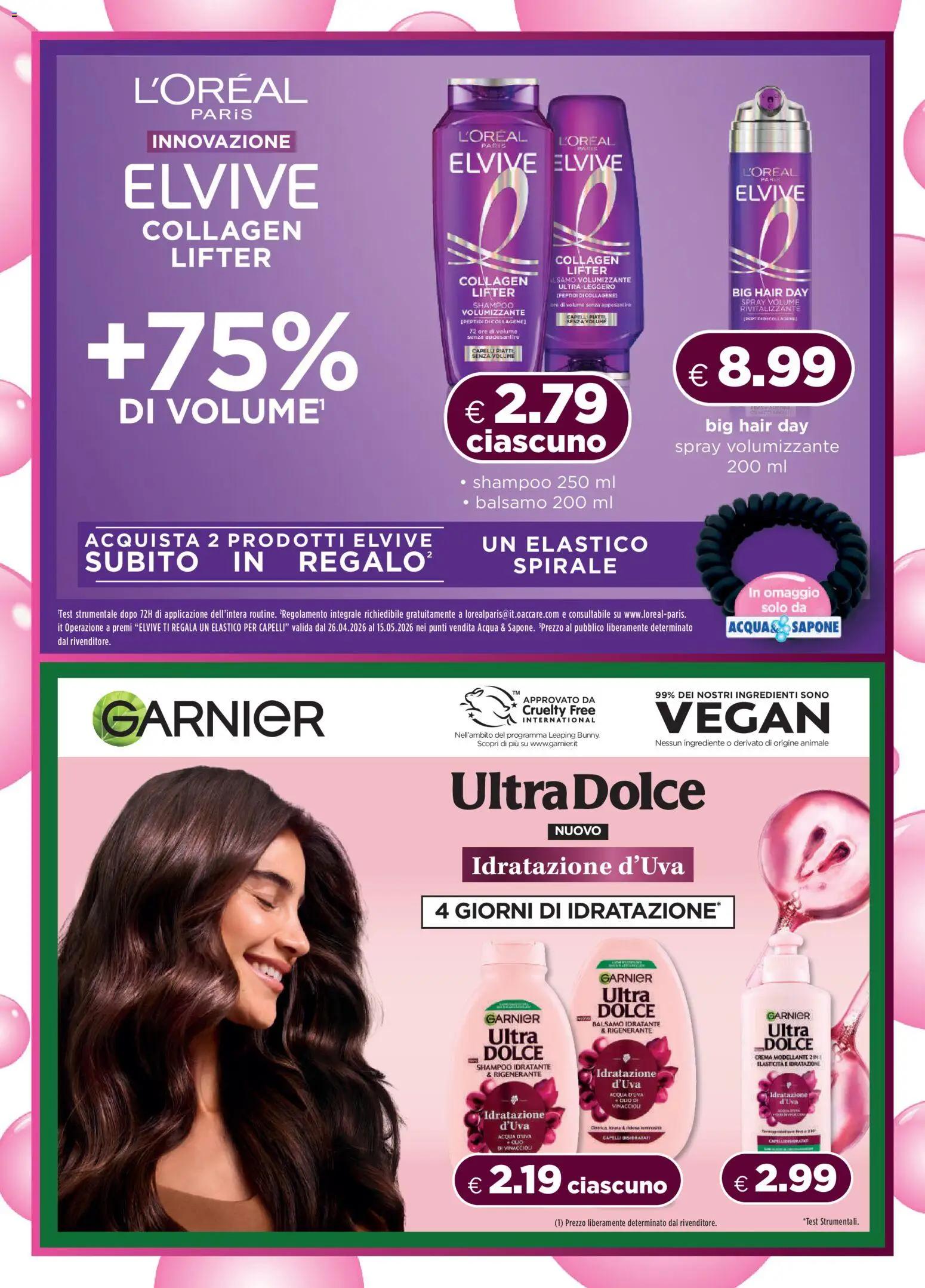 Volantino Acqua e Sapone del 26.04.2026 | Pagina: 13 | Prodotti: Shampoo, Balsamo, Crema, Sapone