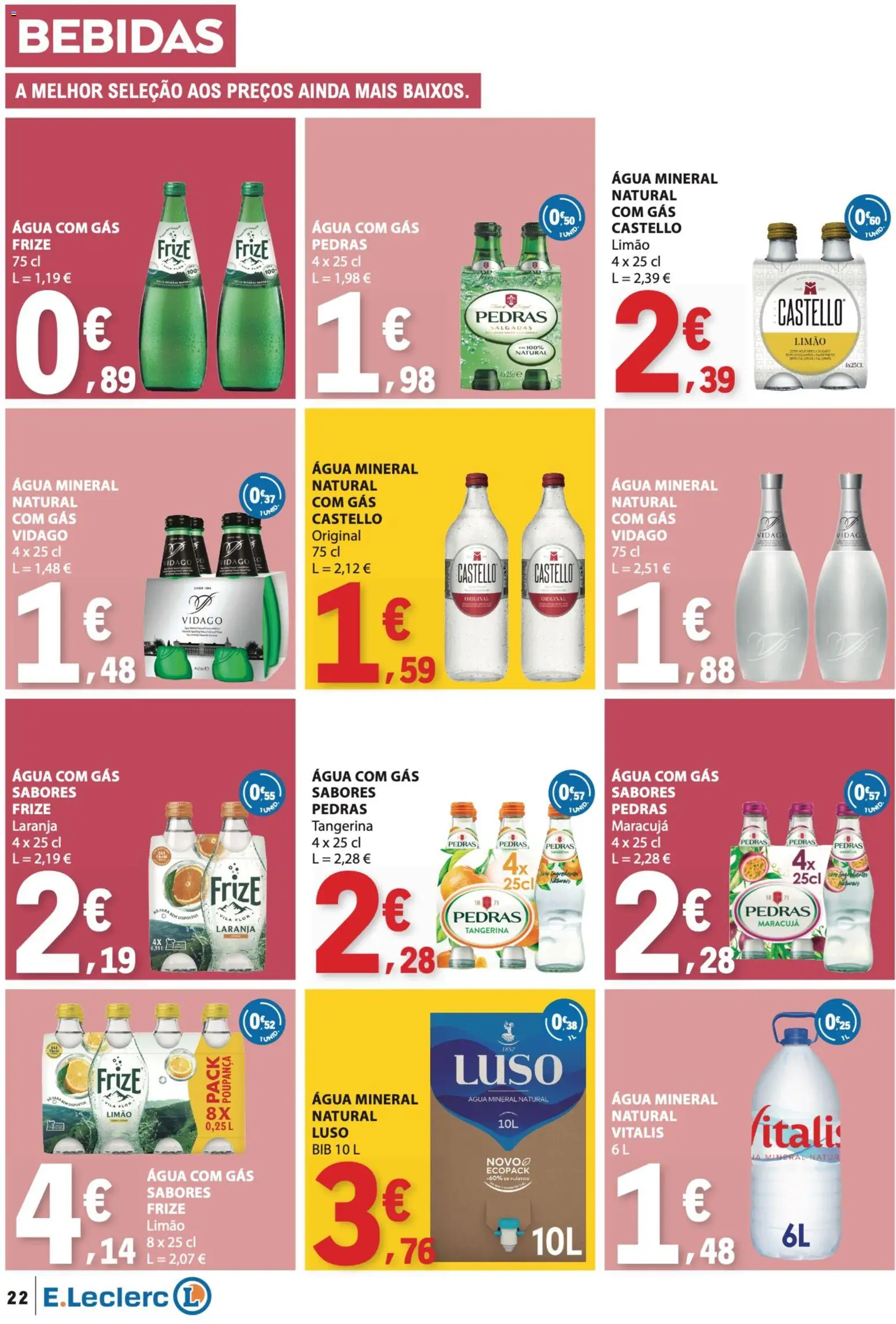 E.Leclerc folheto │ válido de 28.05.2026 | Página: 22 | Produtos: Agua, Água com gás, Água mineral