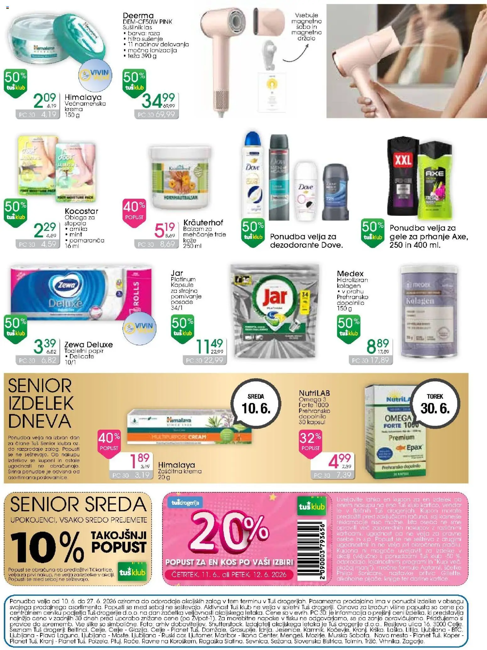 Novi Tuš drogerija katalog ponudbe – veljaven od 10.06.2026 | Stran: 16 | Izdelki: Toaletni papir, Kos, Deodorant, Barva