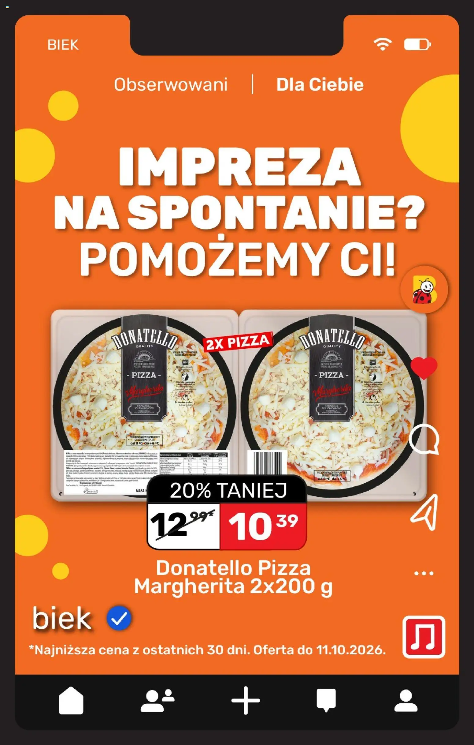 Biedronka gazetka - Biek od 10.10.2026 | Strona: 19 | Produkty: Pizza, Donatello pizza, Pizza donatello