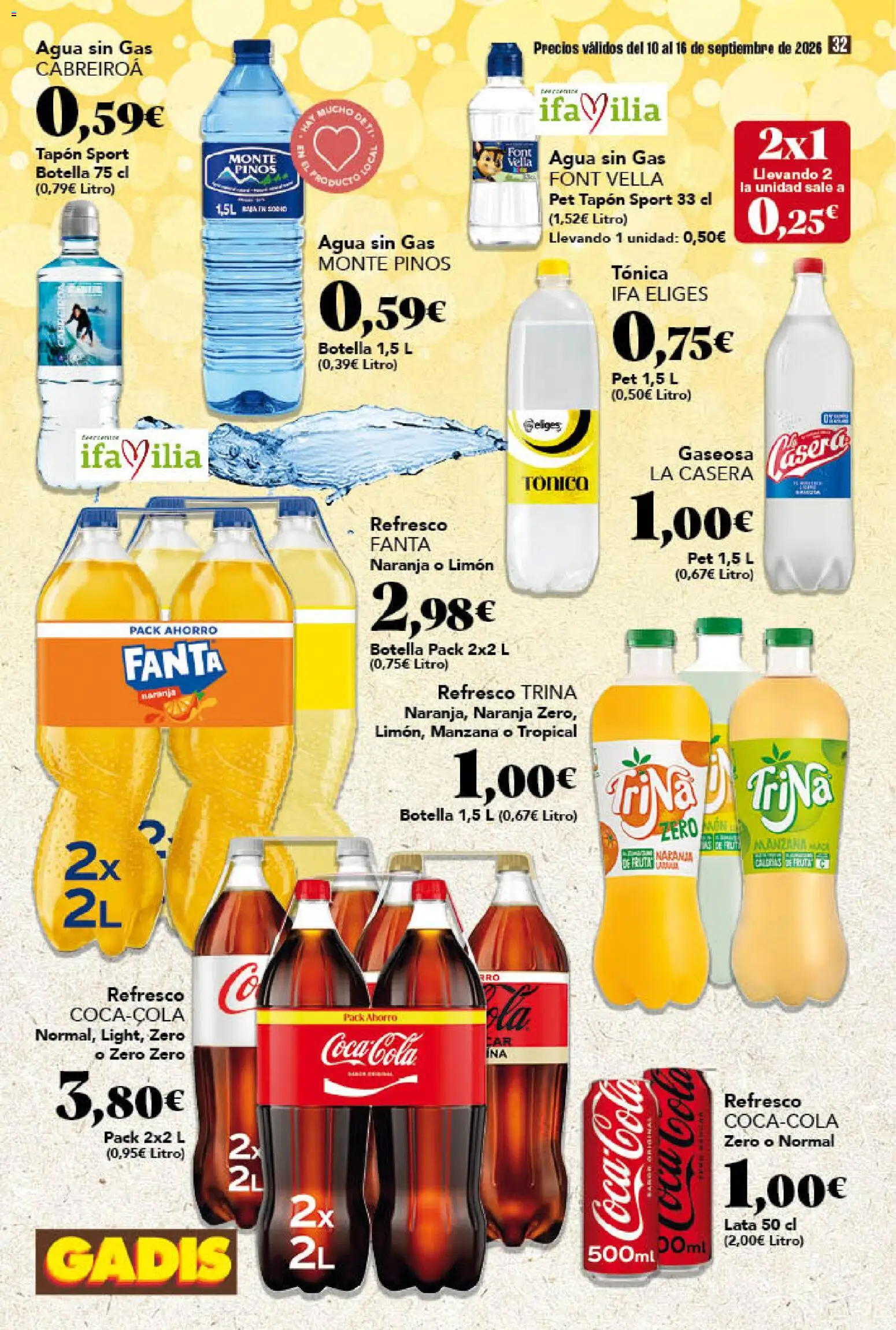 Gadis folleto │ válido desde el 10/09/2026 | Página: 32 | Productos: Tónica, Fanta, Manzana, Agua