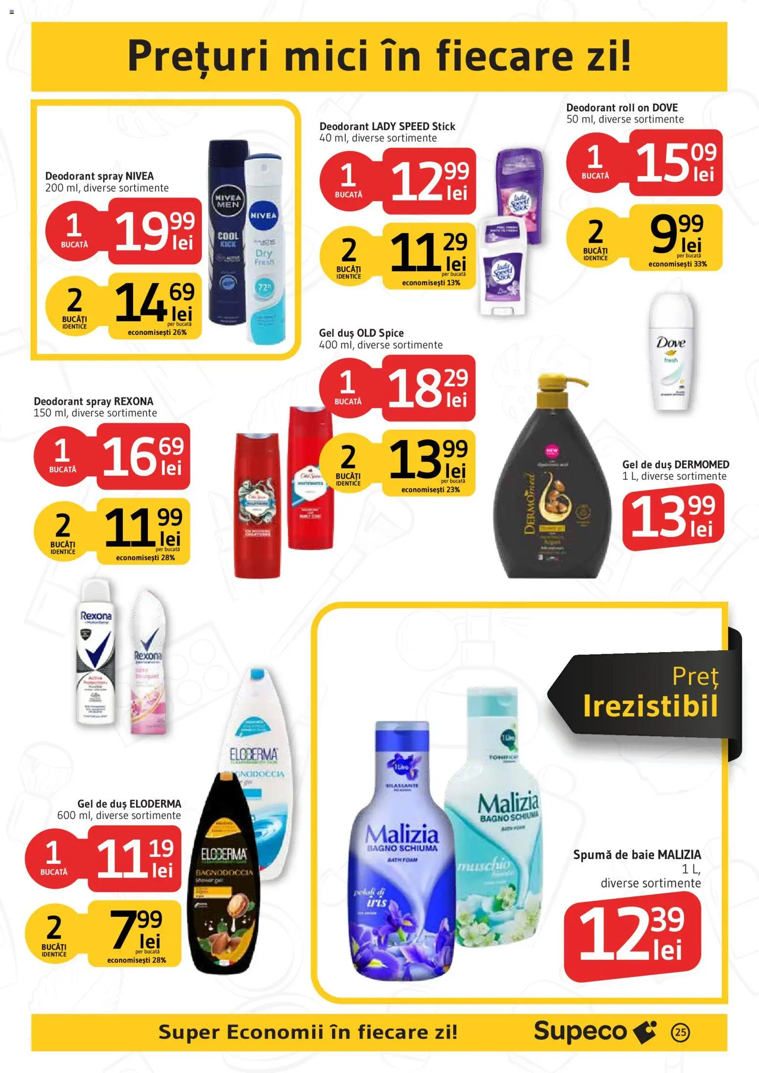 Noul catalog Supeco – valabil de la 20.08.2026 | Pagină: 25 | Produse: Rexona, Nivea, Gel de duș, Spumă de baie
