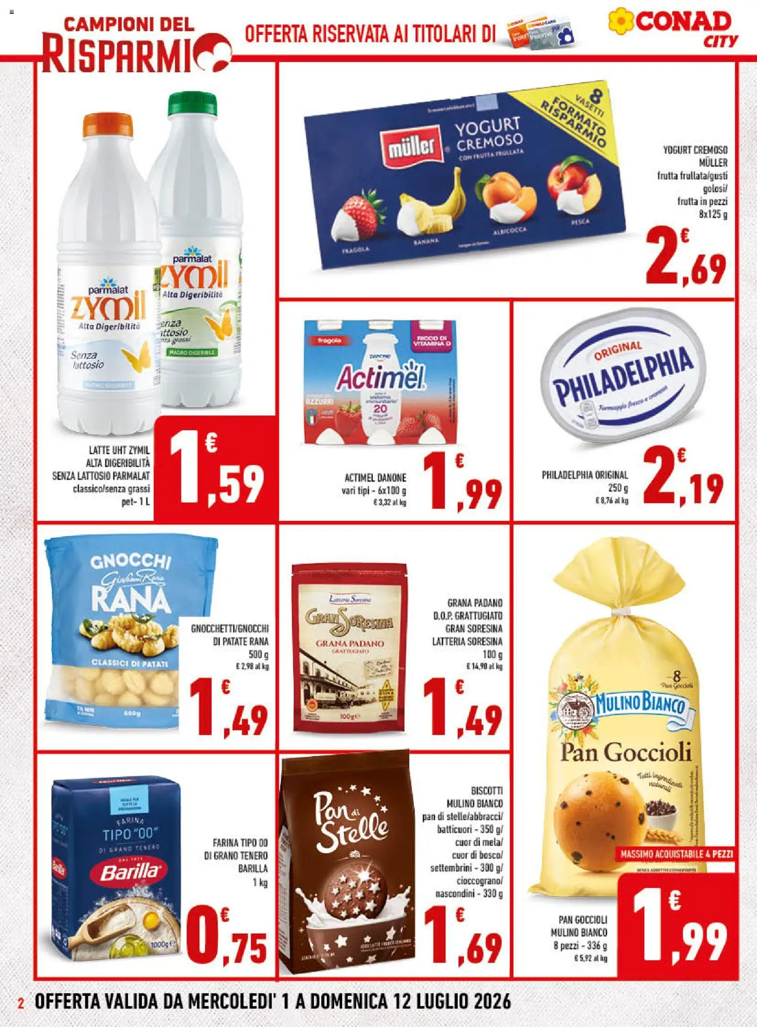 Volantino Conad del 01/07/2026 | Pagina: 2 | Prodotti: Yogurt, Patate, Frutta, Grana Padano
