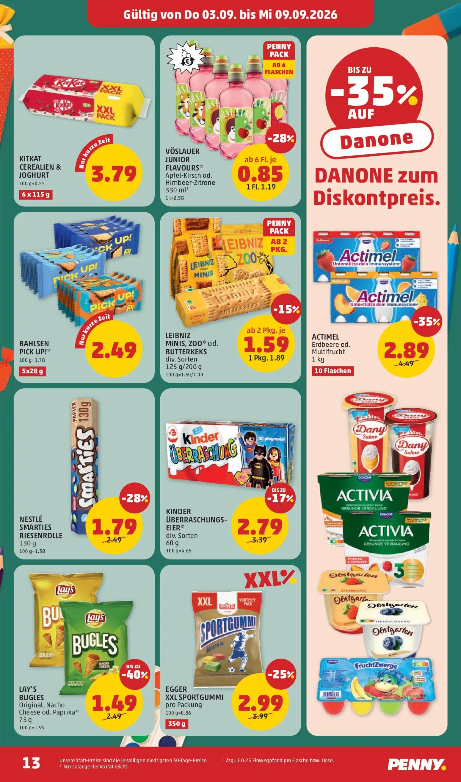 Penny Markt Flugblatt gültig ab 03.09.2026 | Seite: 13 | Produkte: Sahne, Joghurt, Eier