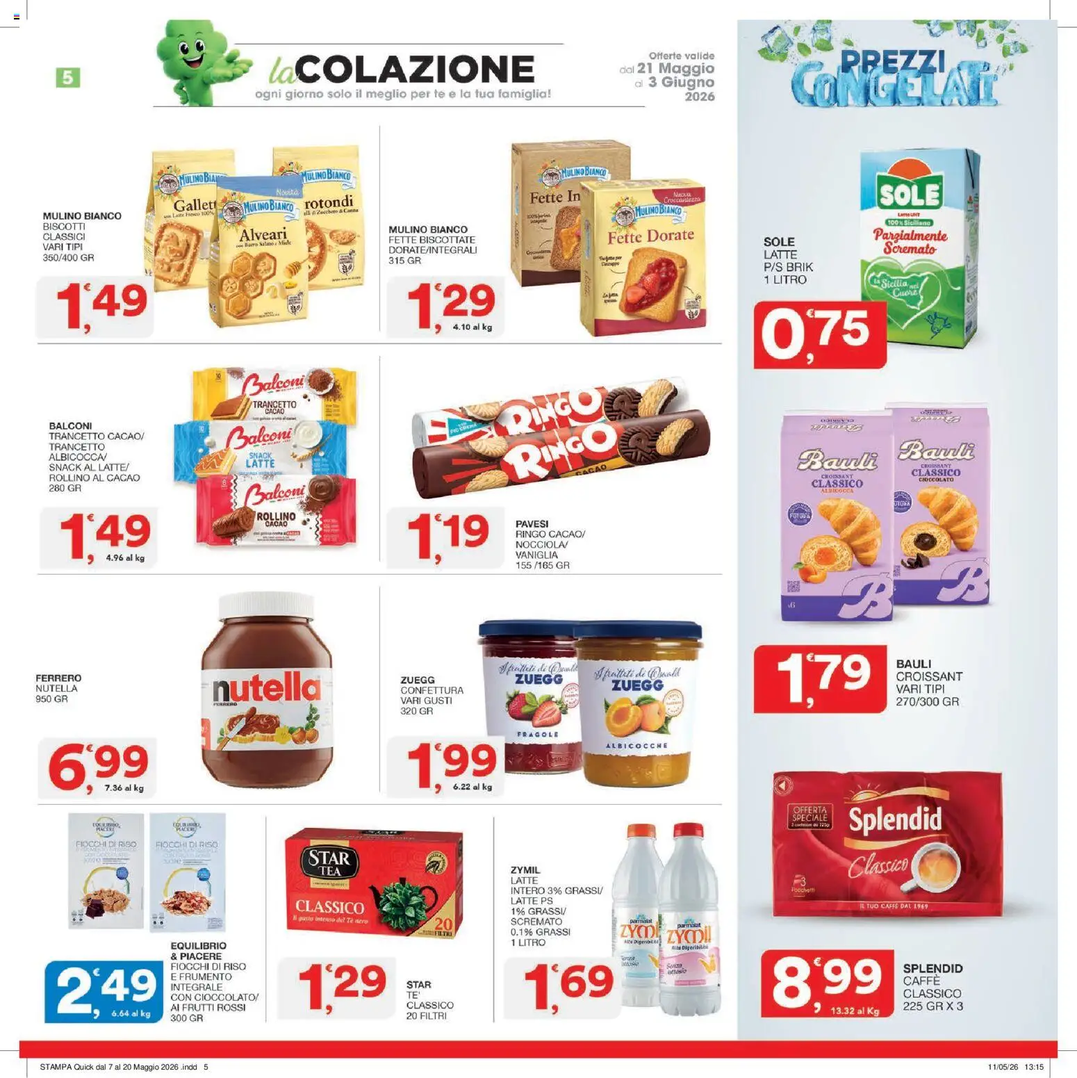 Volantino SISA del 21.05.2026 | Pagina: 5 | Prodotti: Riso, Nutella, Fette biscottate, Stampa