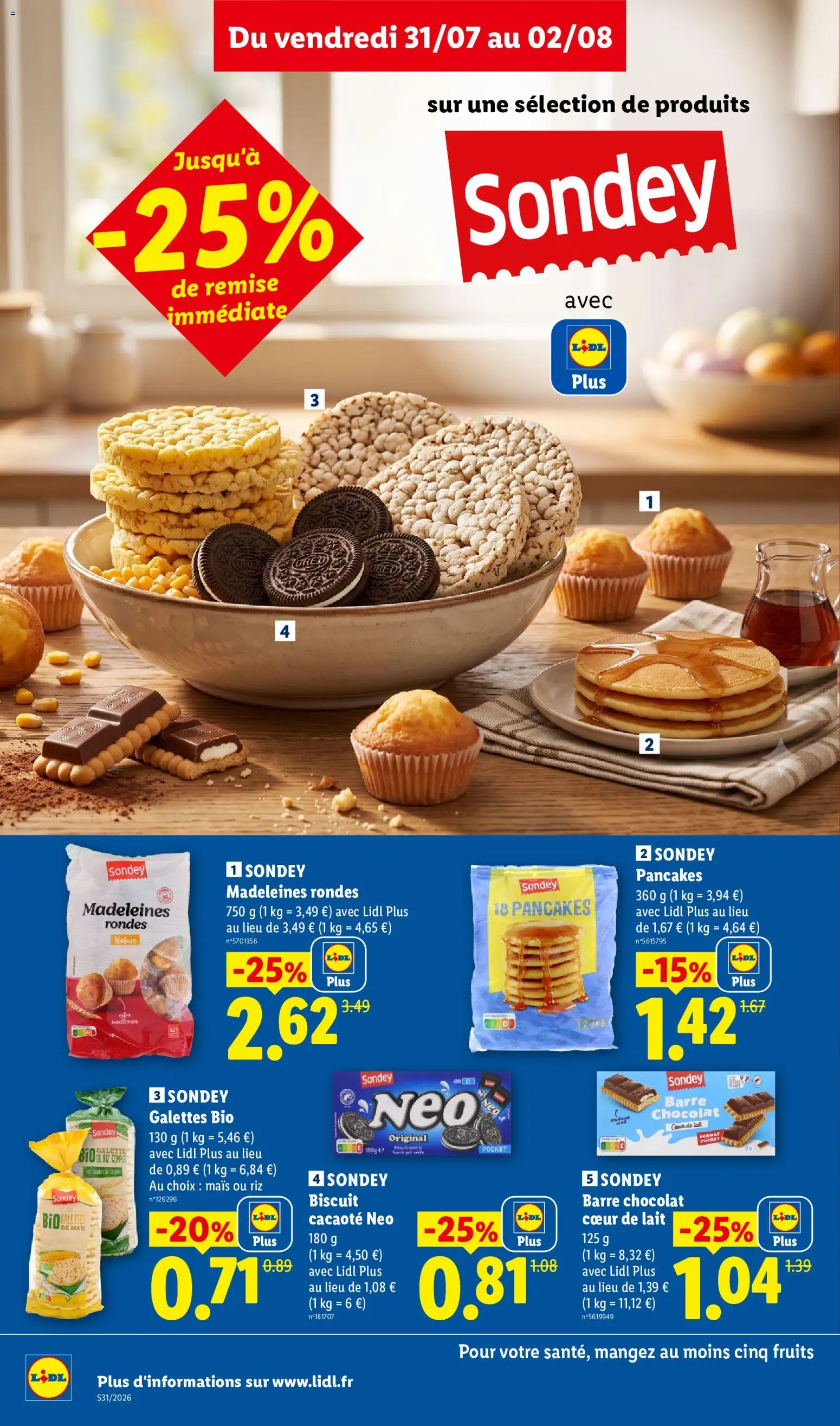 {H1} | Page: 14 | Produits: Madeleines, Fruits, Lait, Biscuits