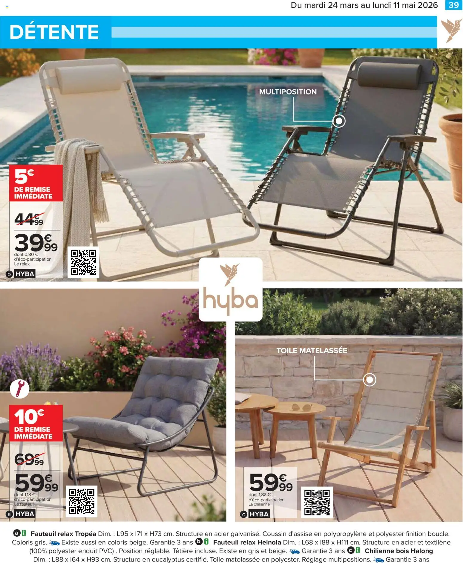{H1} | Page: 39 | Produits: Fauteuil, Chilienne