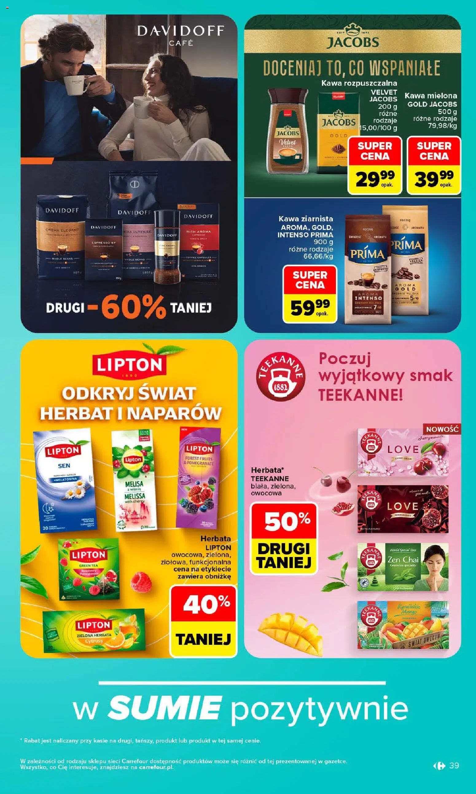 Carrefour gazetka od 19.10.2026 | Strona: 39 | Produkty: Kawa ziarnista, Kawa rozpuszczalna, Herbata lipton, Melisa