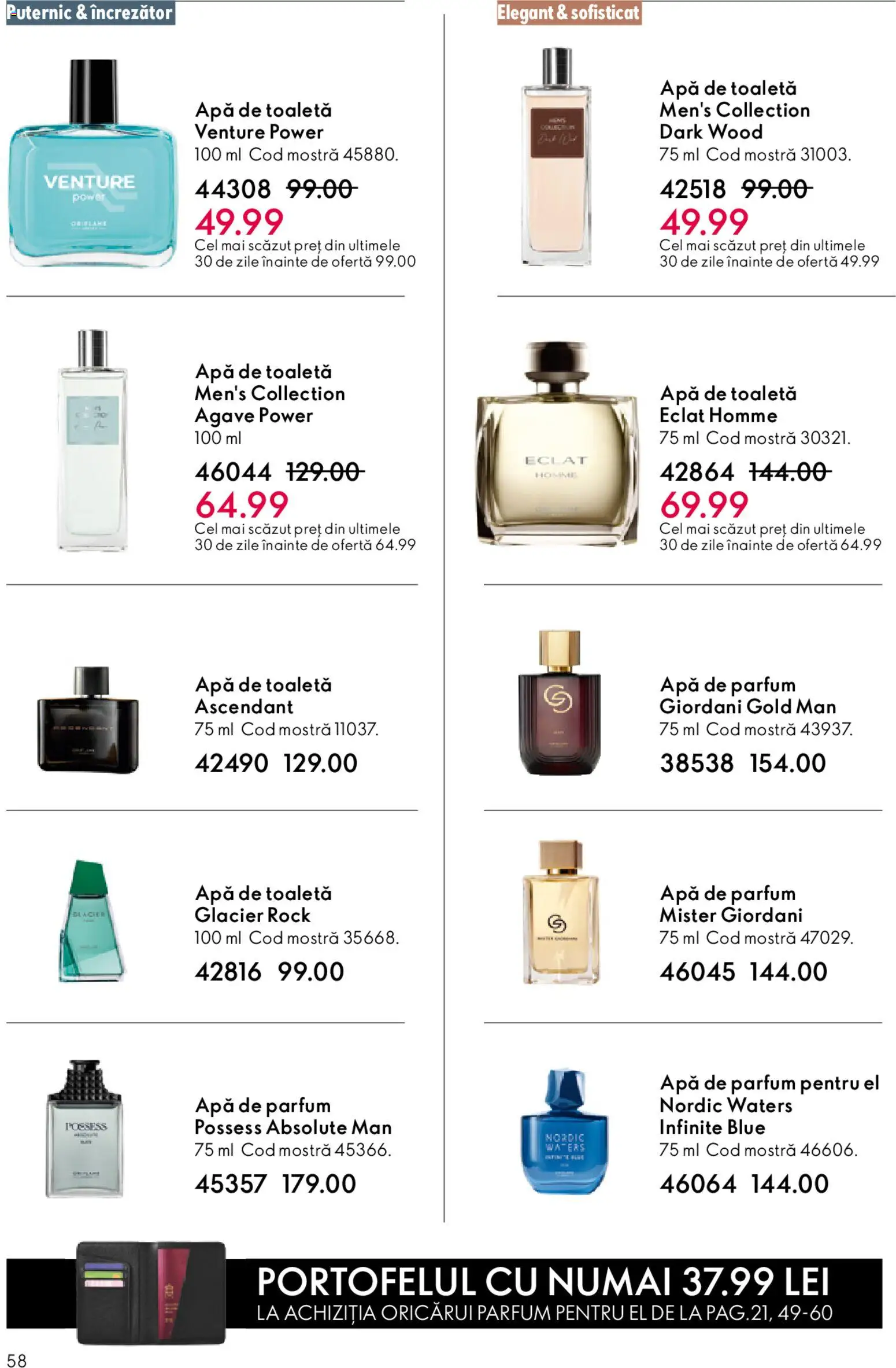 Noul catalog Oriflame – valabil de la 27.05.2026 | Pagină: 58 | Produse: Apă de parfum, Toaletă, Apă de toaletă, Apă
