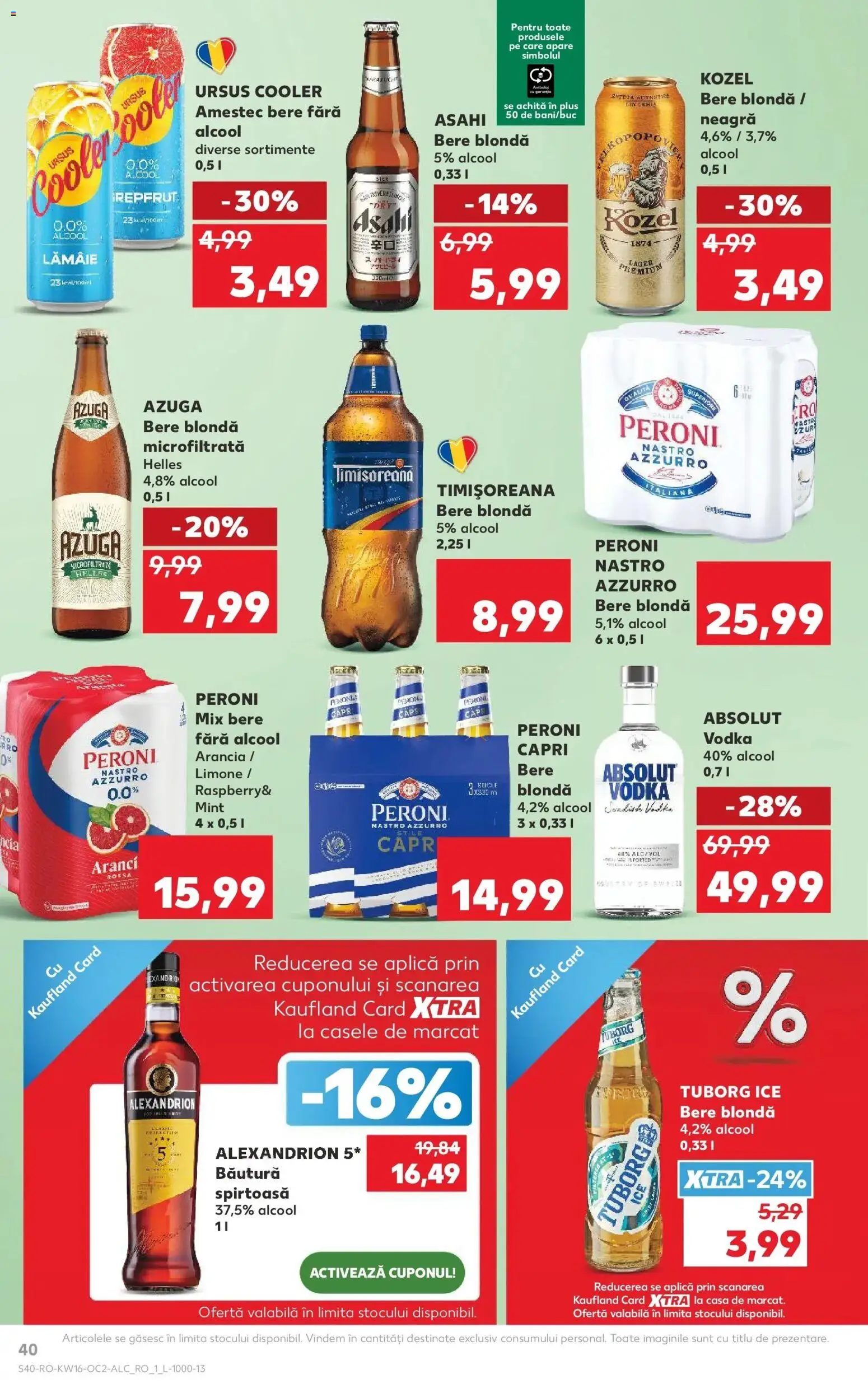 Noul catalog Kaufland – valabil de la 15.04.2026 | Pagină: 40 | Produse: Bere, Vodka, Lămâie