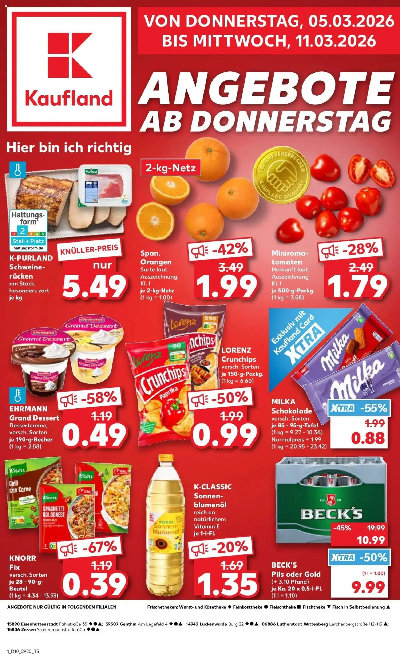 Kaufland Prospekt Lutherstadt Wittenberg	 – gültig ab 02.03.2026 | Seite: 13 | Produkte: Knorr fix, Ehrmann grand dessert, Milka, Fisch