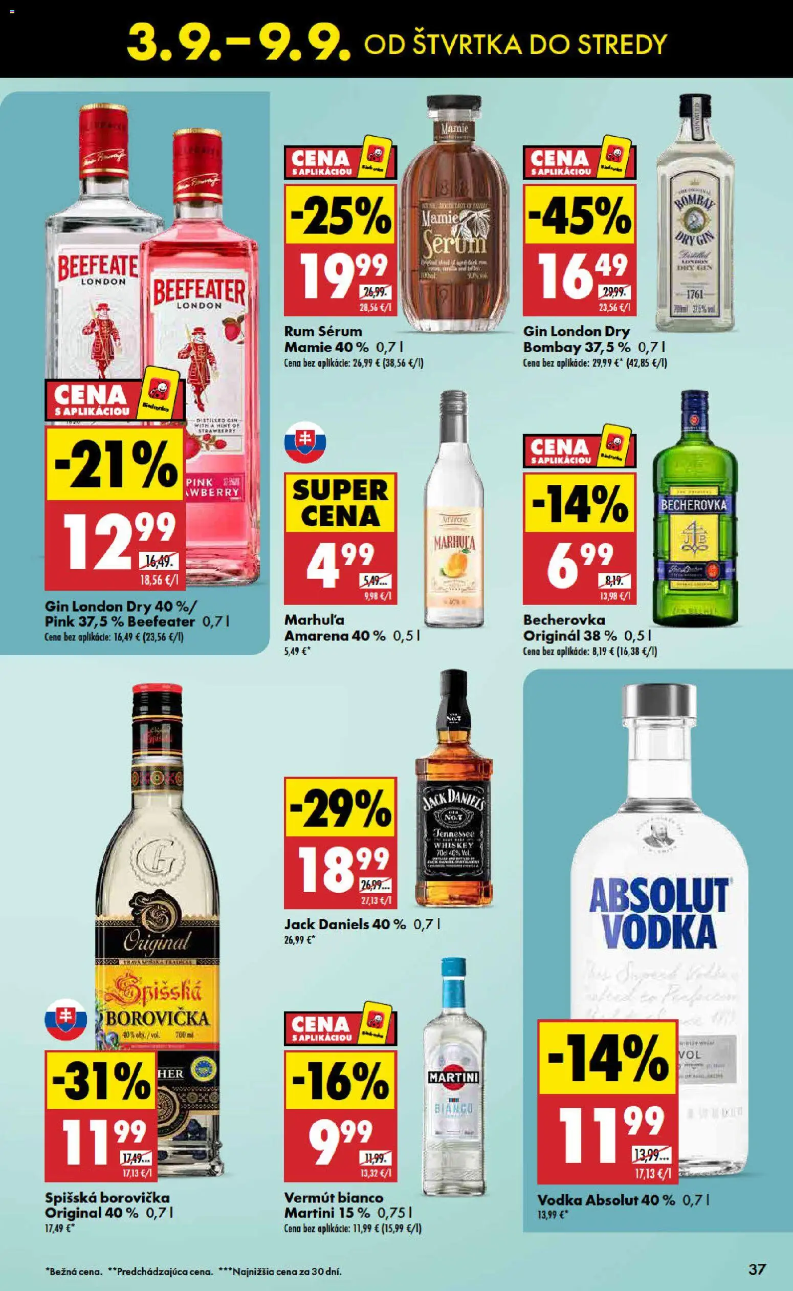 Nové Biedronka akcie – leták je platný od 03.09.2026 | Strana: 37 | Produkty: Beefeater, Martini, Beefeater gin, Absolut vodka