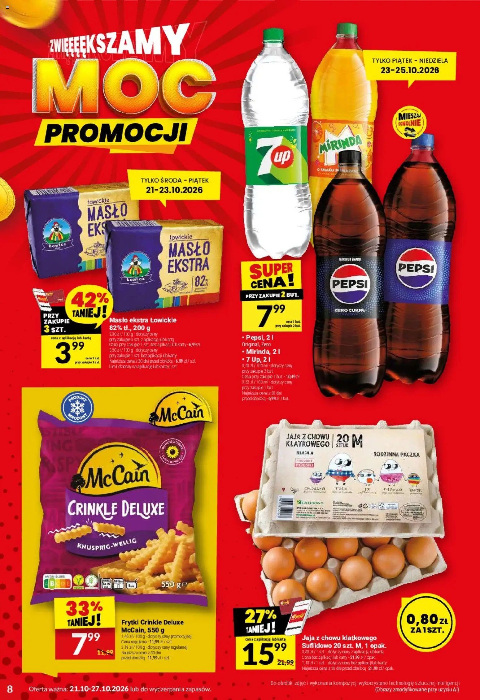 Twój Market gazetka od 21.10.2026 | Strona: 8 | Produkty: Karta, Pepsi, Masło, Frytki