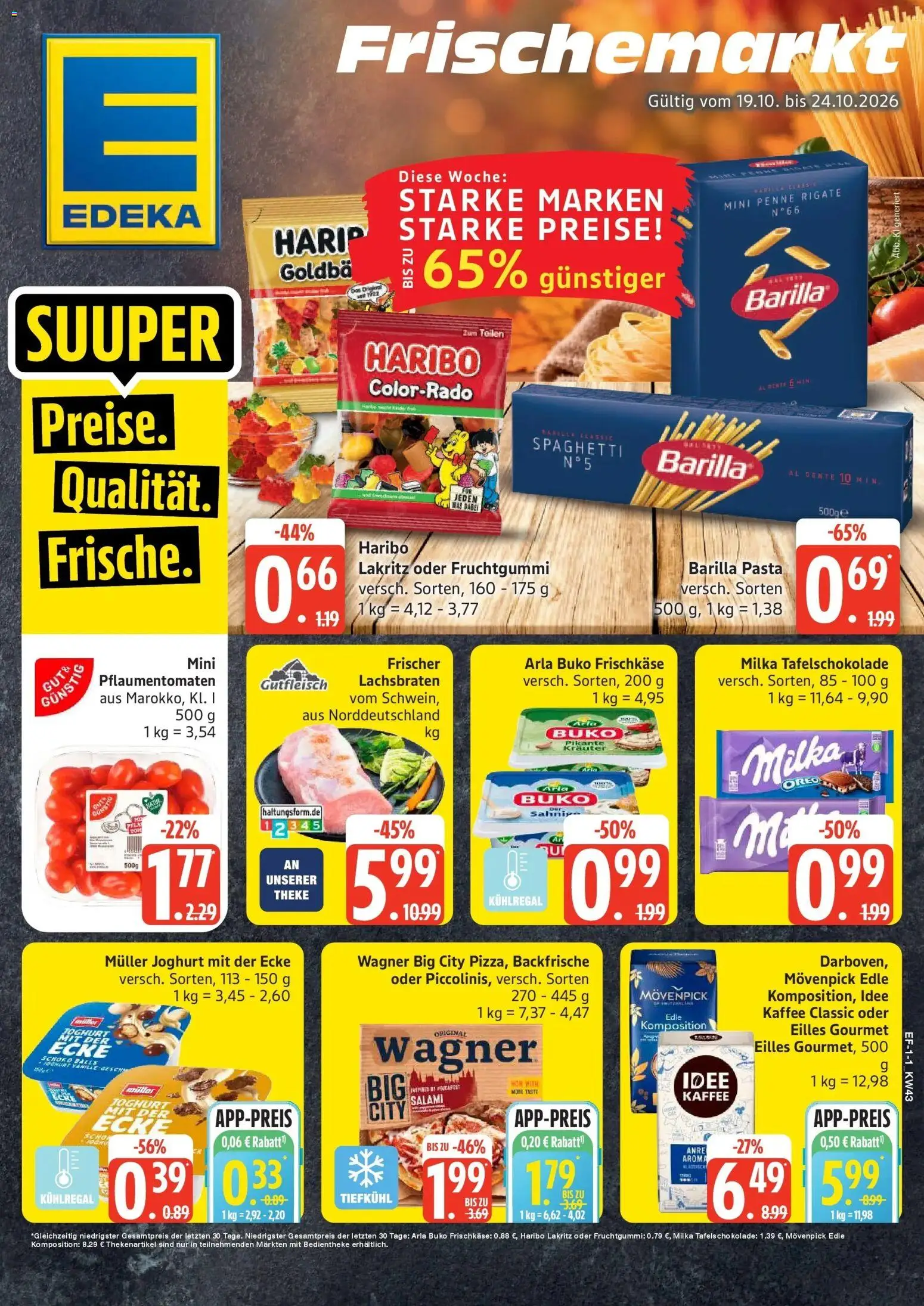 Edeka Prospekt Hamburg (ab 19.10.2026) » Angebote Online | Seite: 1 | Produkte: Haribo, Arla buko, Salami, Frischkase