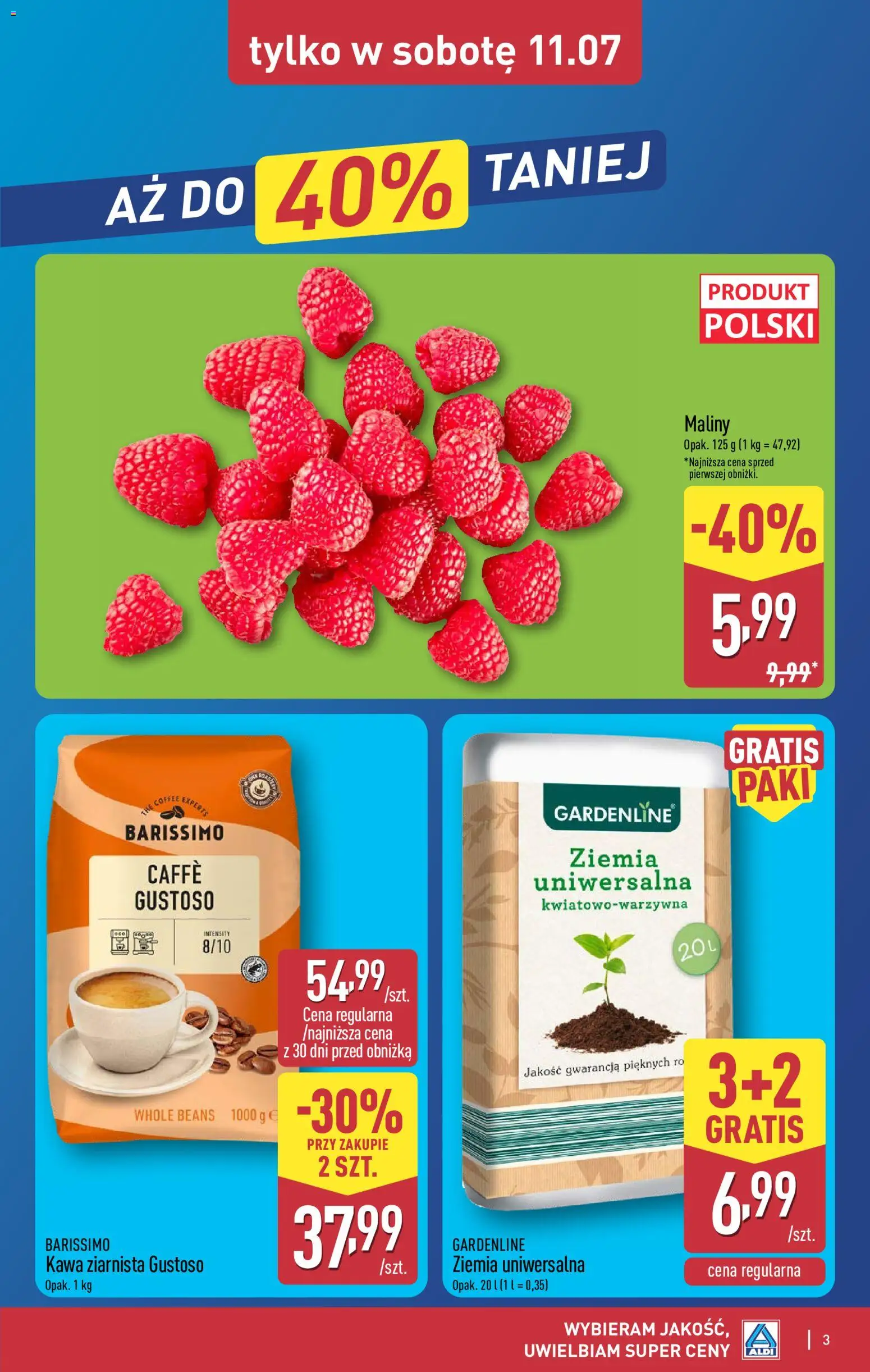 Aldi Polsko leták - Oferta weekendowa od 09.07.2026 | Strana: 3 | Produkty: Maliny