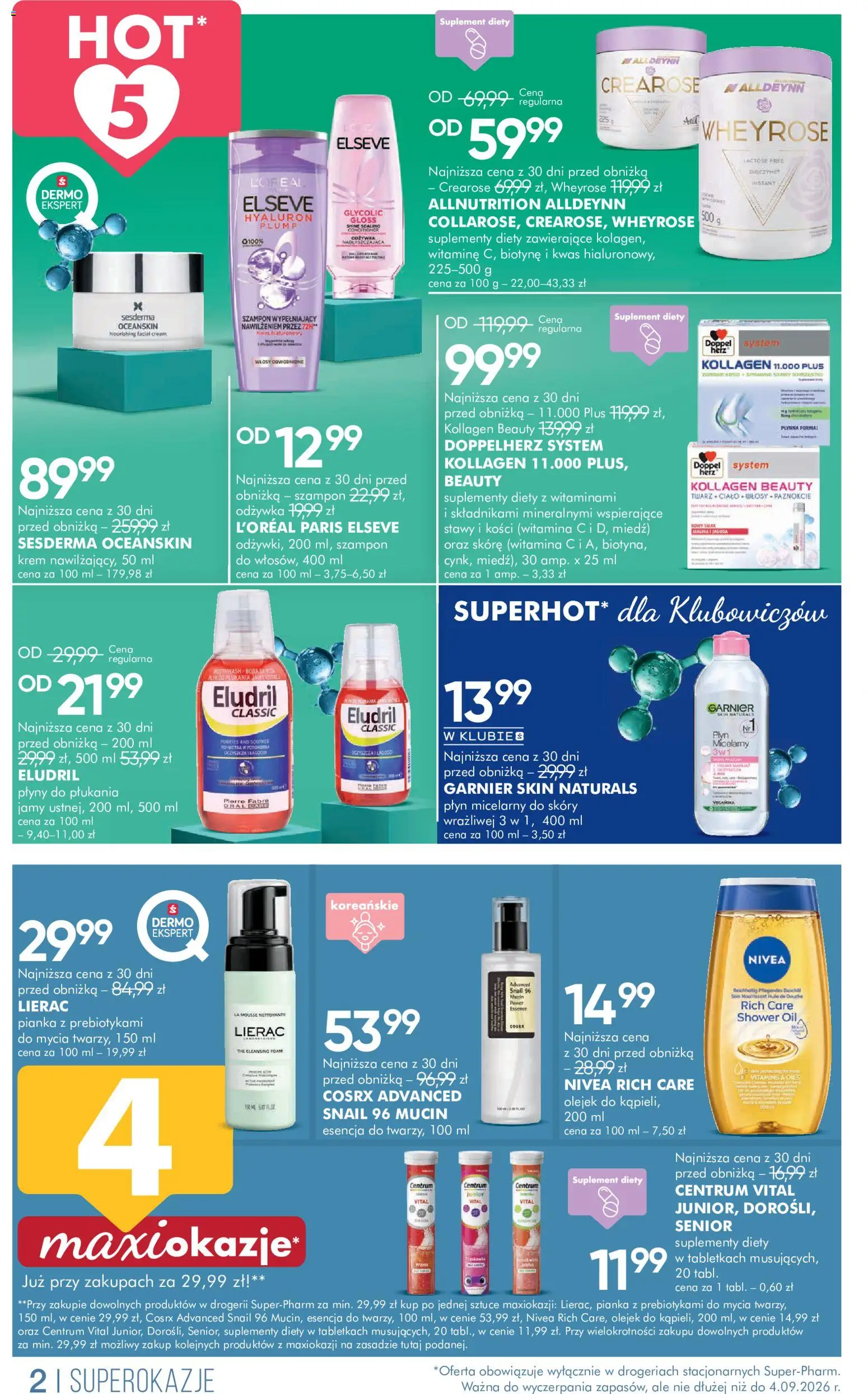 Super-pharm gazetka od 20.08.2026 | Strona: 2 | Produkty: Płyn micelarny, Garnier, Odżywka, Krem