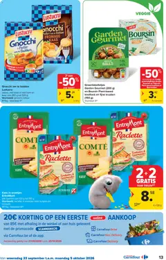 Gnocchi om te bakken, Lustucru, natuur, met kaas of met ham en kaas van 280 g tot 320 g - Voorbeeld van een folder van Carrefour, geldig van 23/09/2026 | Pagina: 13
