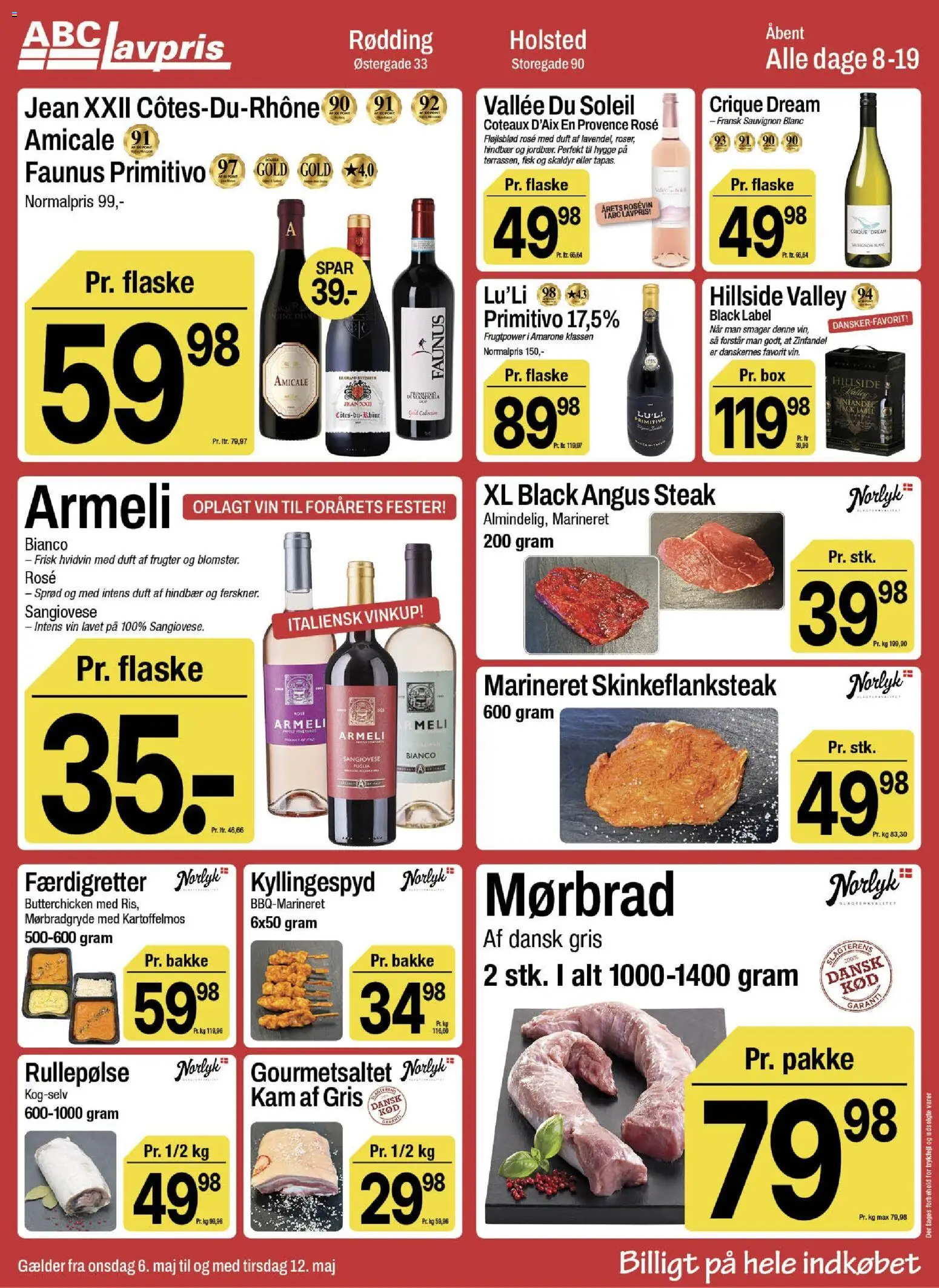 Abc Lavpris tilbudsavis – gyldig fra 06.05.2026 | Side: 6 | Produkter: Vin, Fisk, Rullepølse, Hindbær