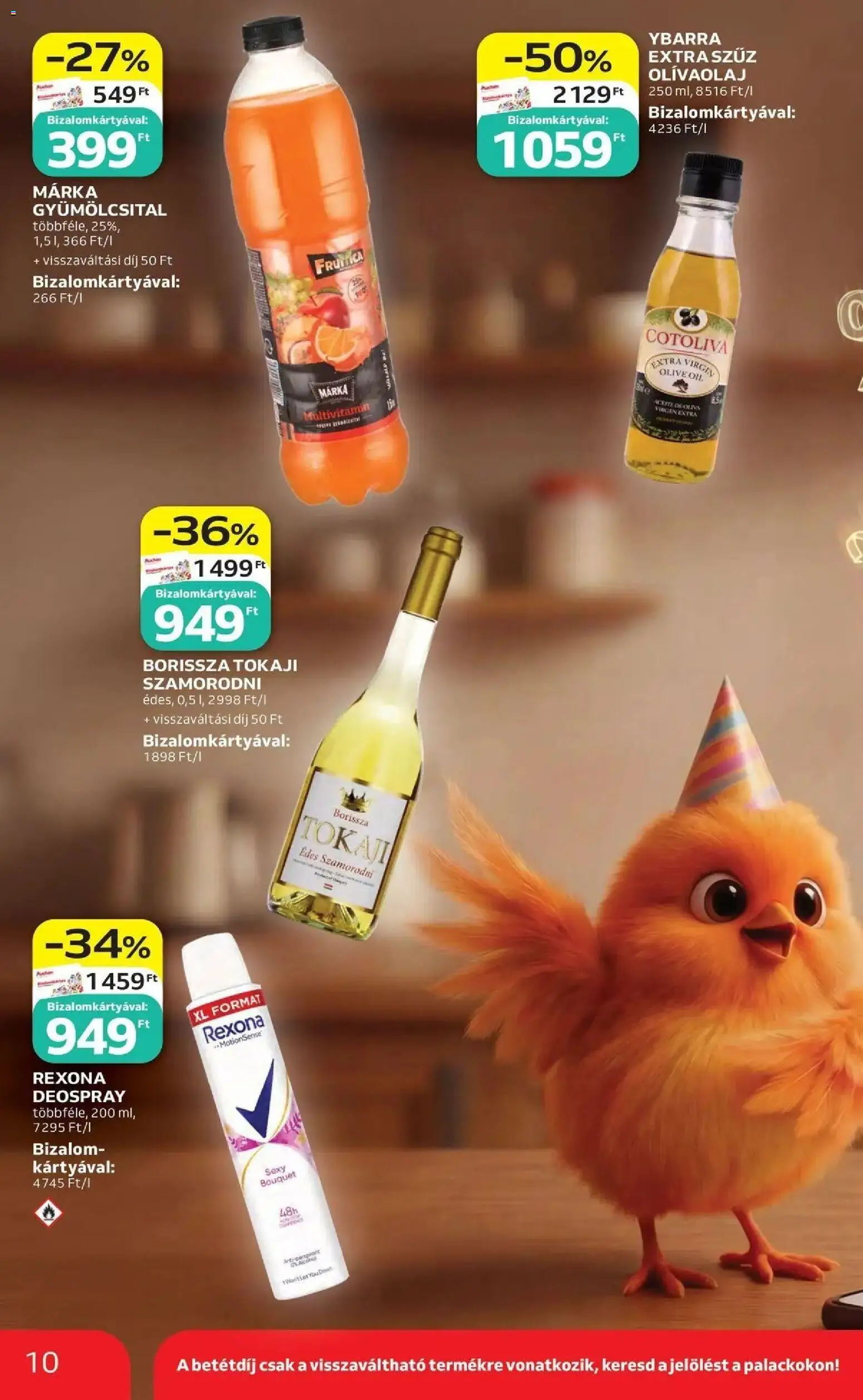 Auchan akciós ujság - amely érvényes a következő dátumtól: 14.05.2026 | Oldal: 10 | Termékek: Gyümölcsital, Extra szűz olivaolaj, Multivitamin, Olívaolaj