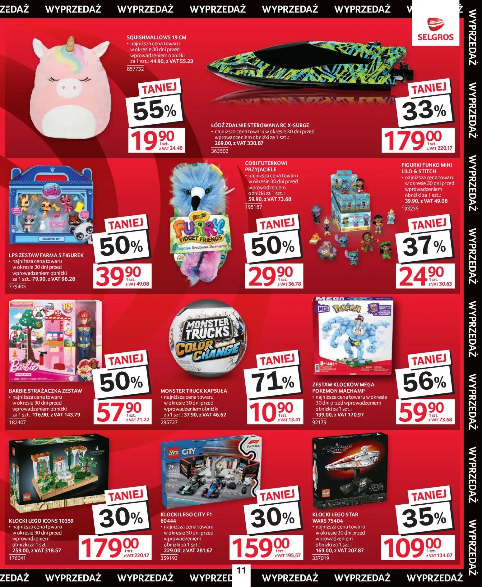 Selgros cash&carry - Totalna Wyprzedaż od 13.08.2026 | Strona: 11 | Produkty: Monster Truck, Barbie, Figurki, Klocki Lego