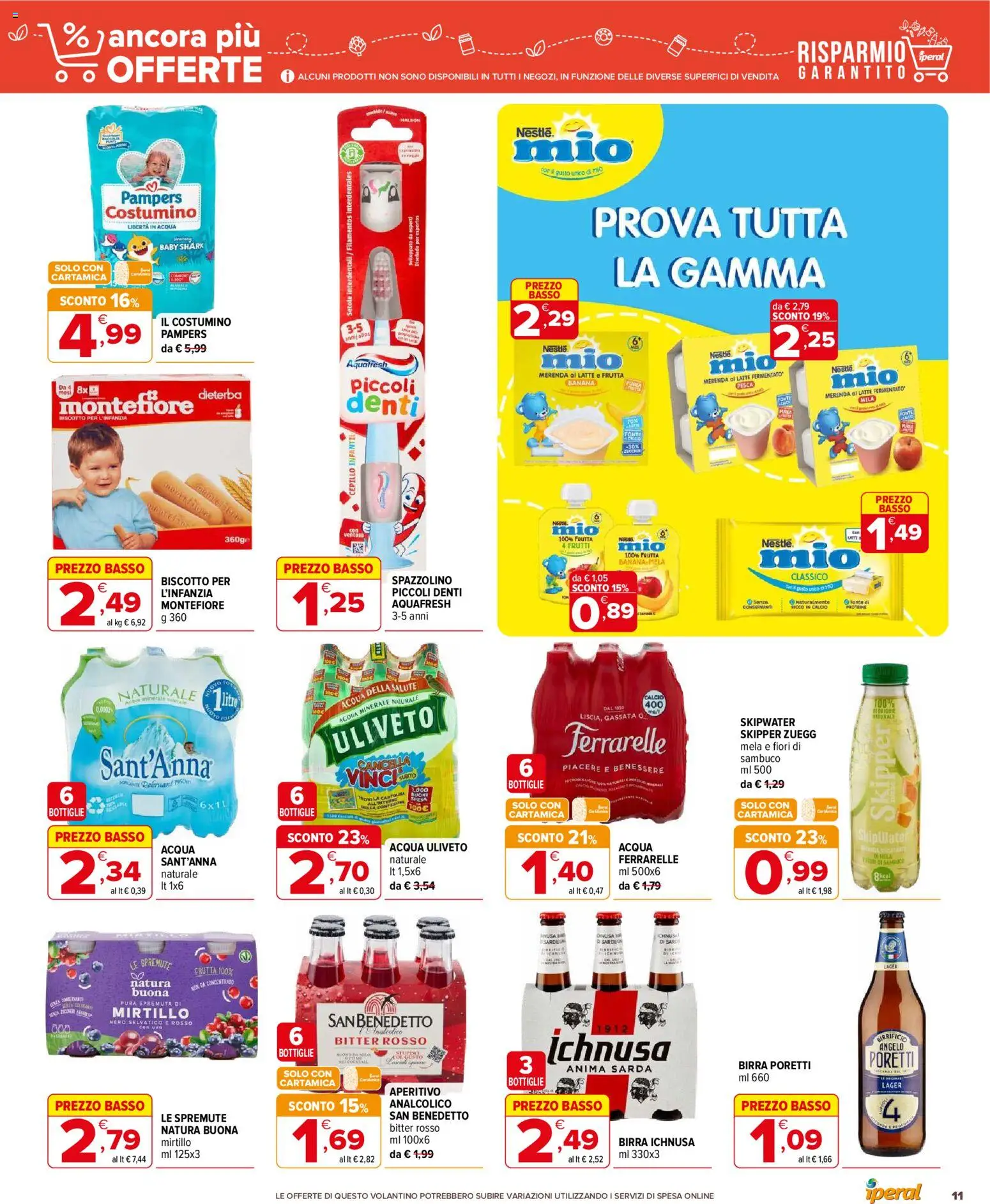 Volantino Iperal del 15/07/2026 | Pagina: 11 | Prodotti: Birra, Latte, Acqua minerale, Aperitivo