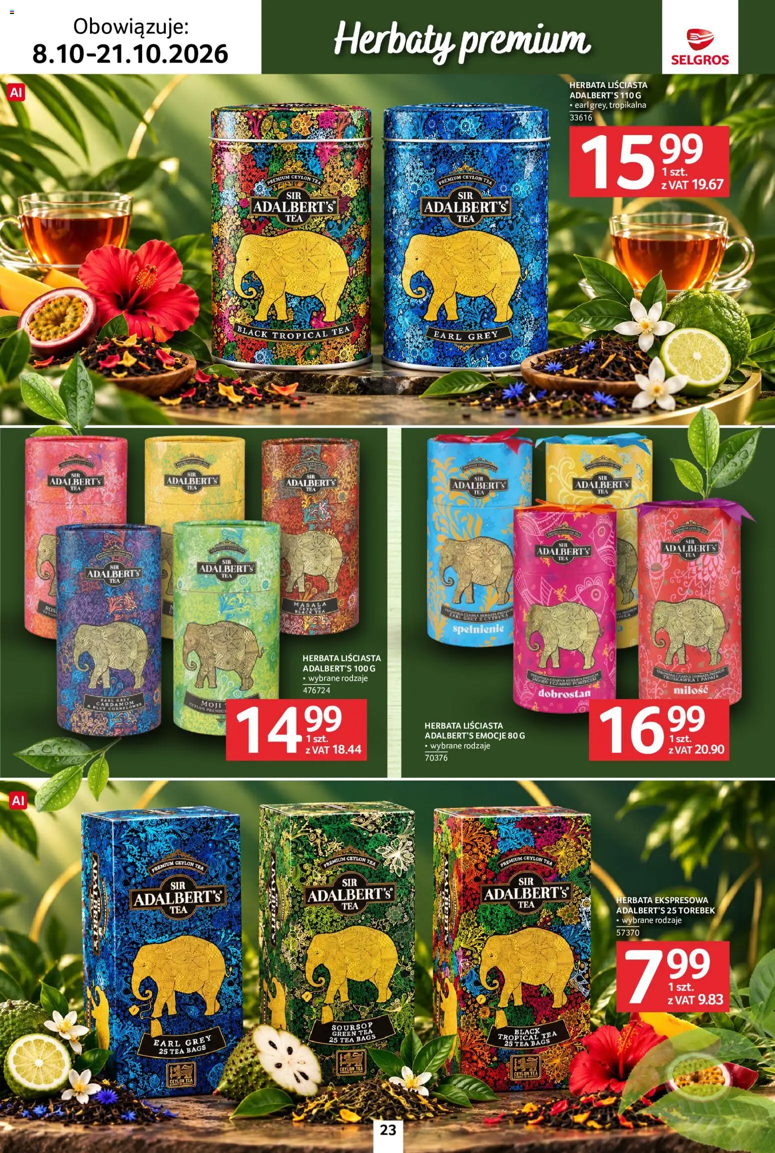 Selgros cash&carry gazetka - Kawa i herbata od 08.10.2026 | Strona: 23 | Produkty: Cytryna, Herbata liściasta, Earl Grey, Herbata