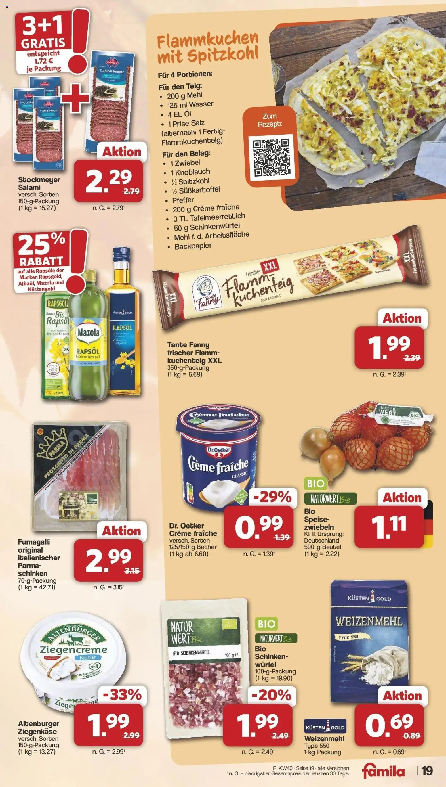Famila Nordwest - Famila: Wochenangebote (ab 28.09.2026) zum Blättern | Seite: 19 | Produkte: Zwiebeln, Salz, Salami, Salat
