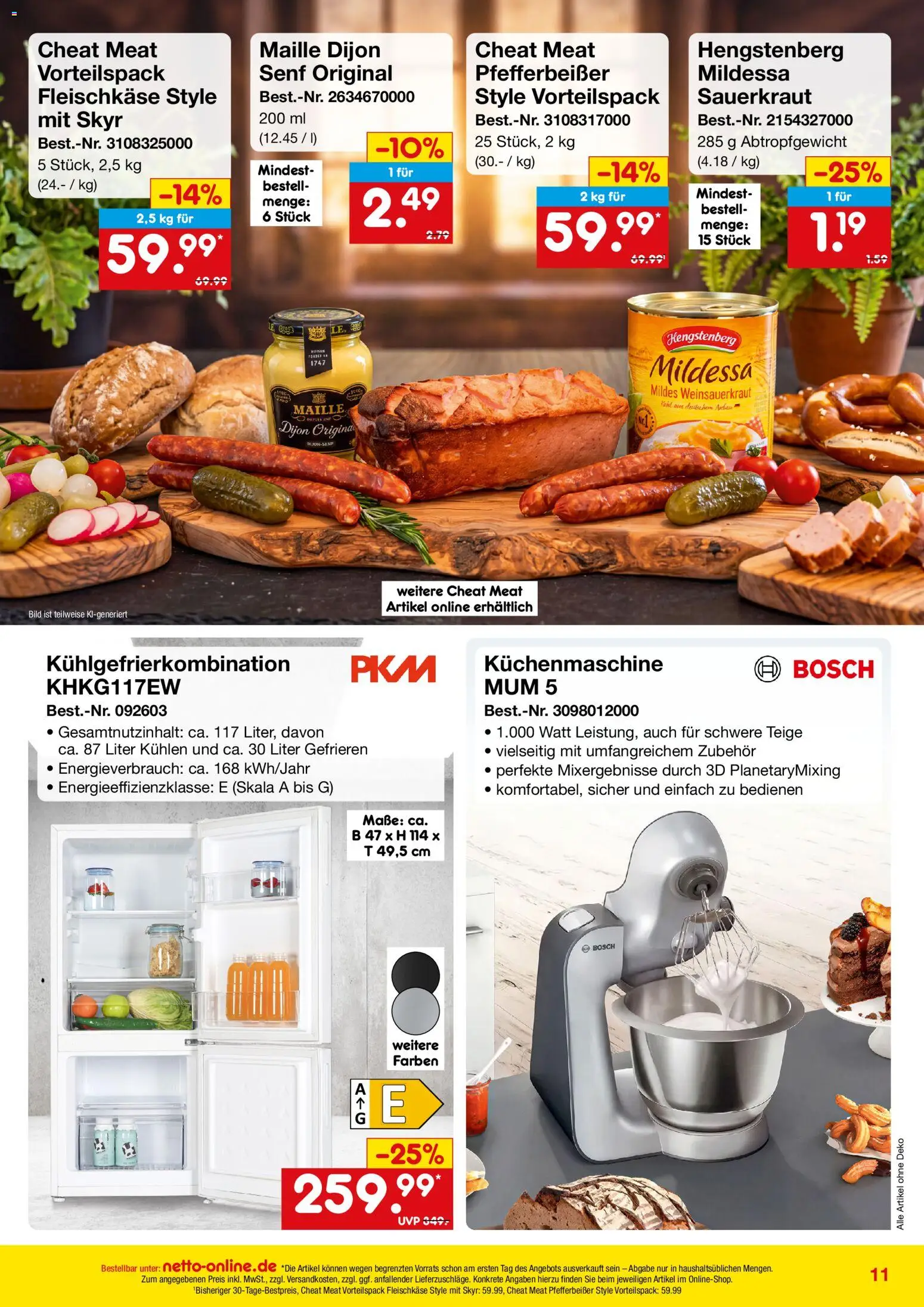 Netto Marken-Discount Online-Angebote September – gültig ab 01.09.2026 | Seite: 11 | Produkte: Bosch, Skyr, Kühlgefrierkombination